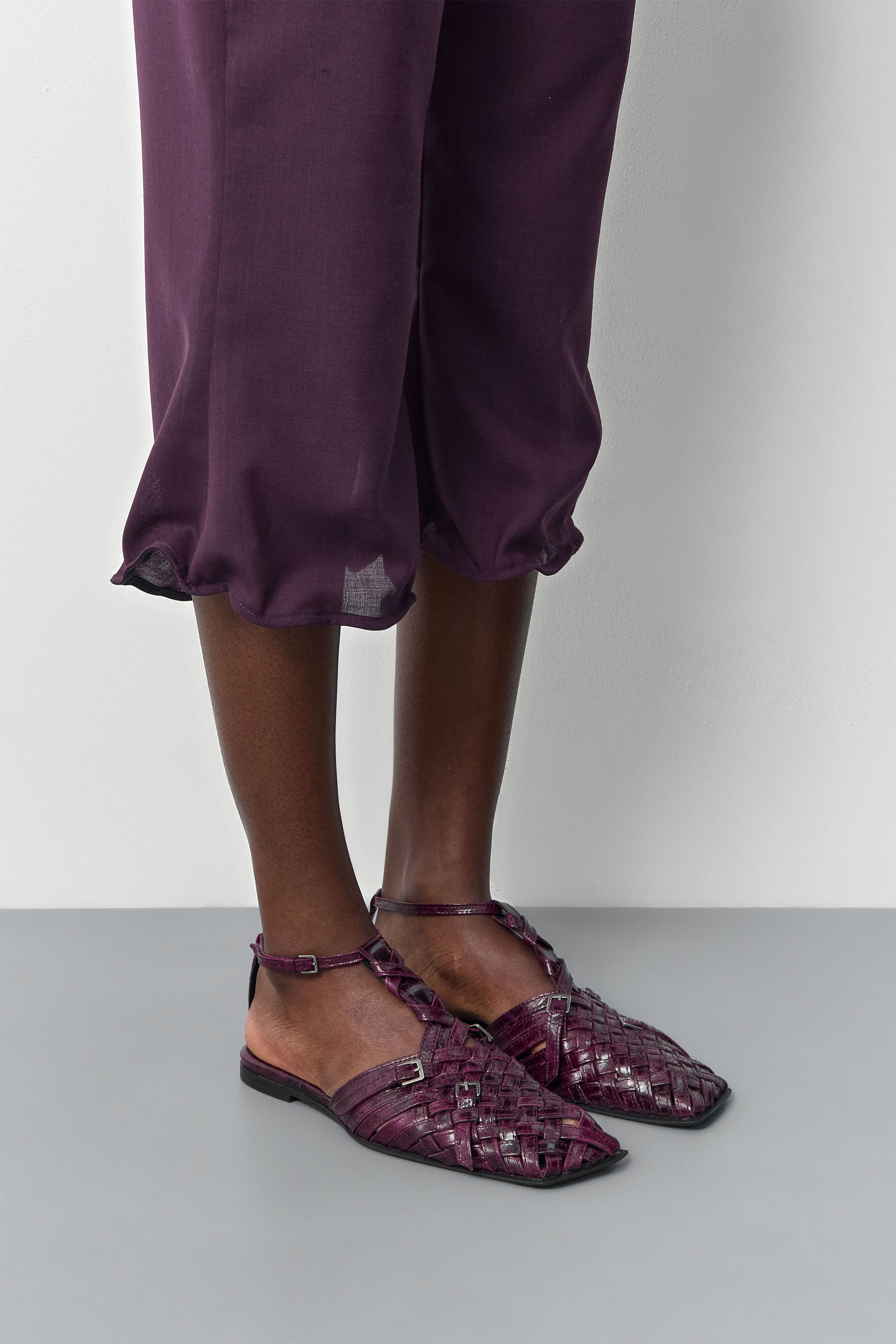 Mayra Purple Woven Leather Sandals | Miista | Designed & Handmade in Europe