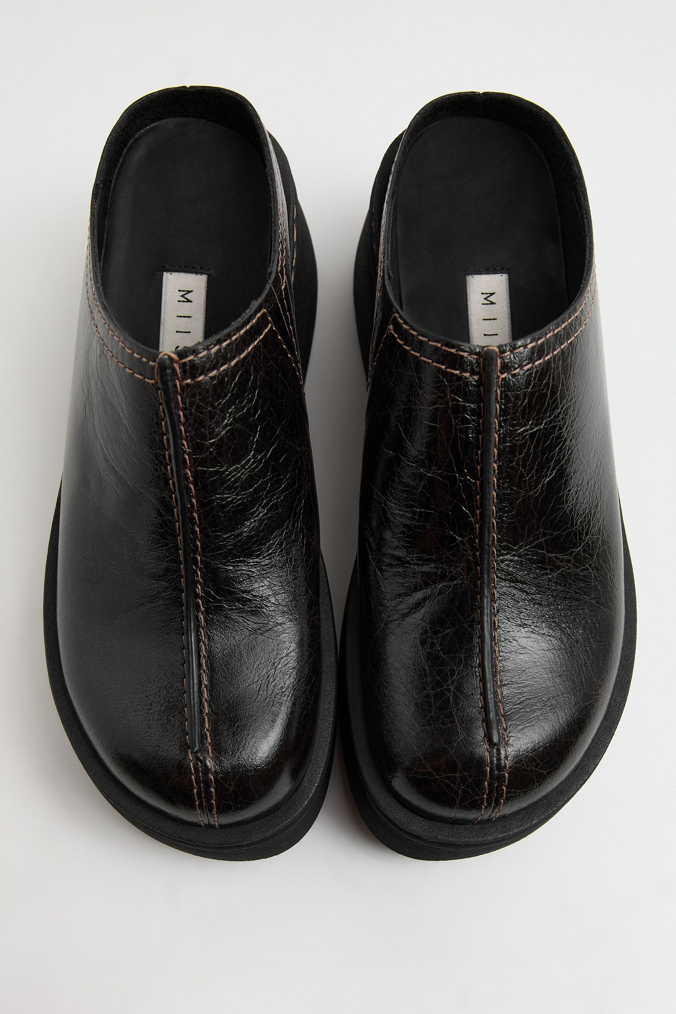 Mego Mules - Dark Brown Shiny Leather | Miista | Designed & Handmade in Europe