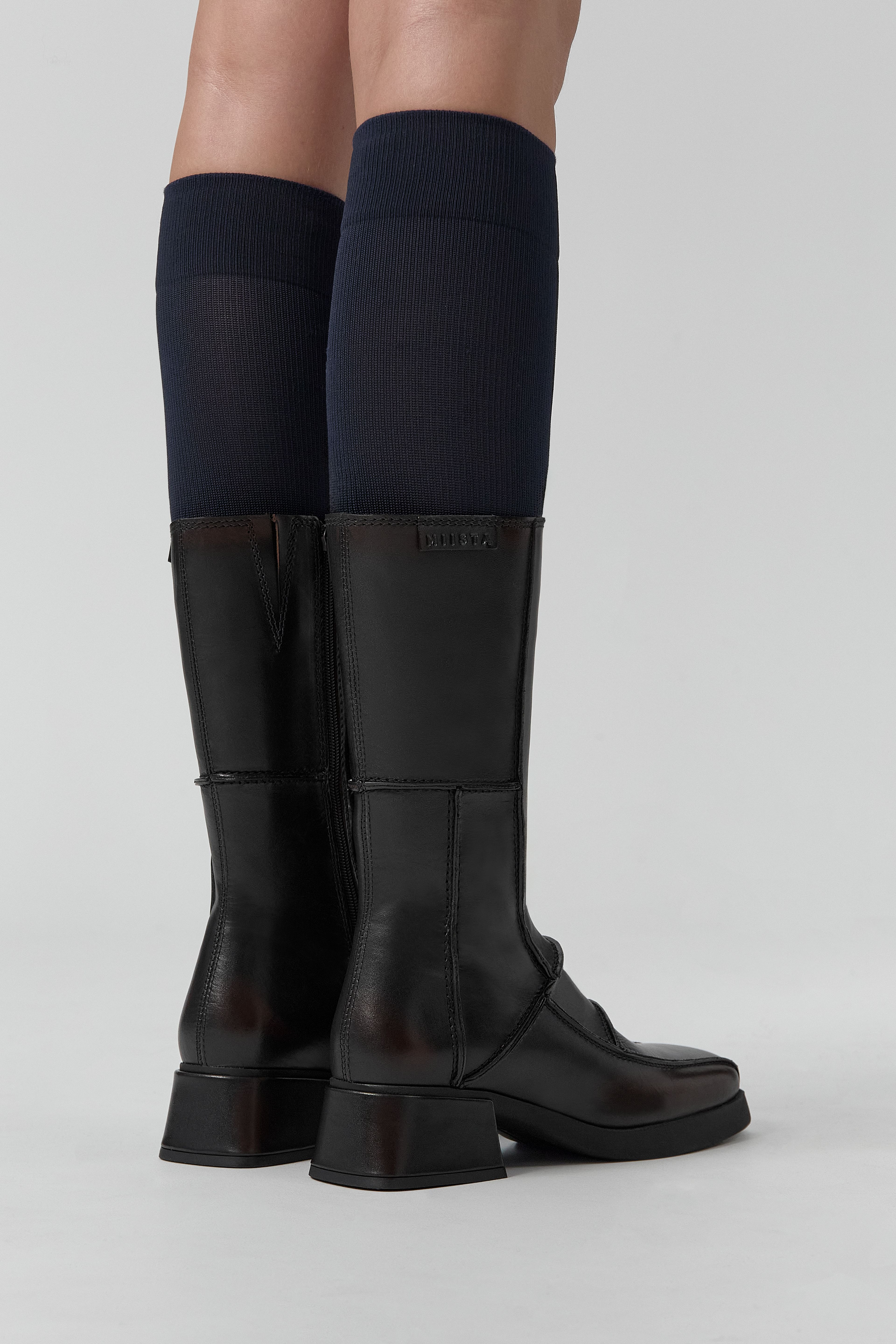 Neaera Boots - Brown Navy Stitching | Miista | Designed & Handmade in Europe
