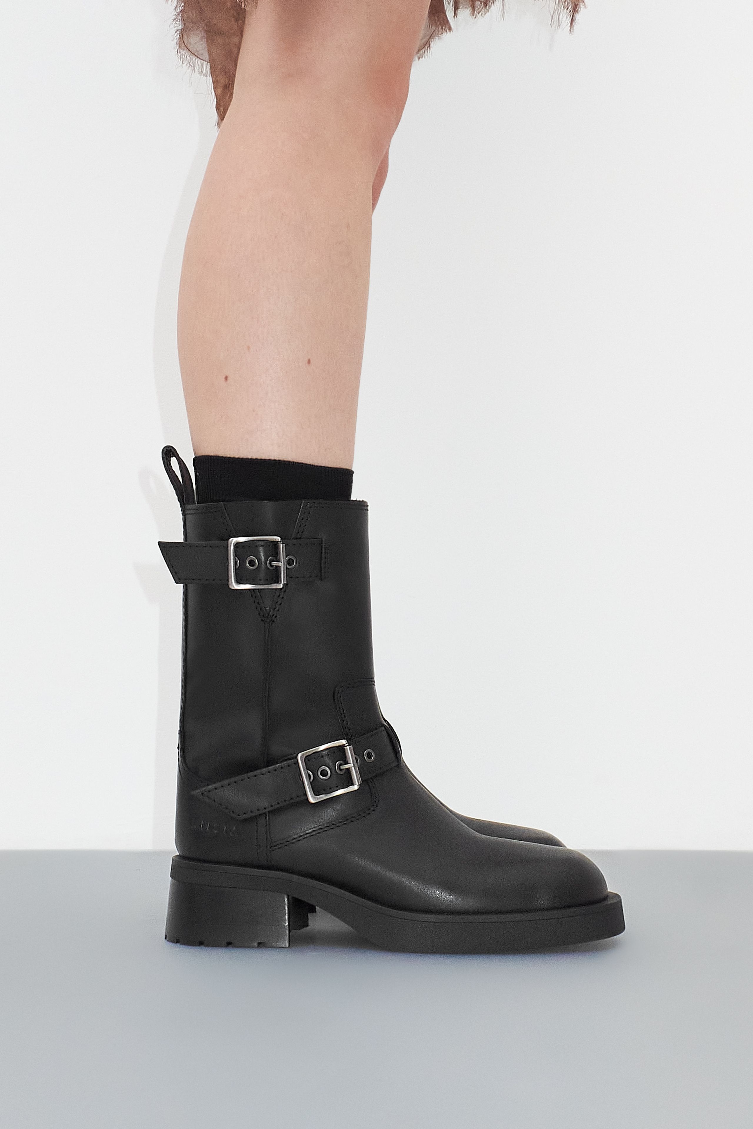 Renate New Black Buckled Ankle Boots | Miista