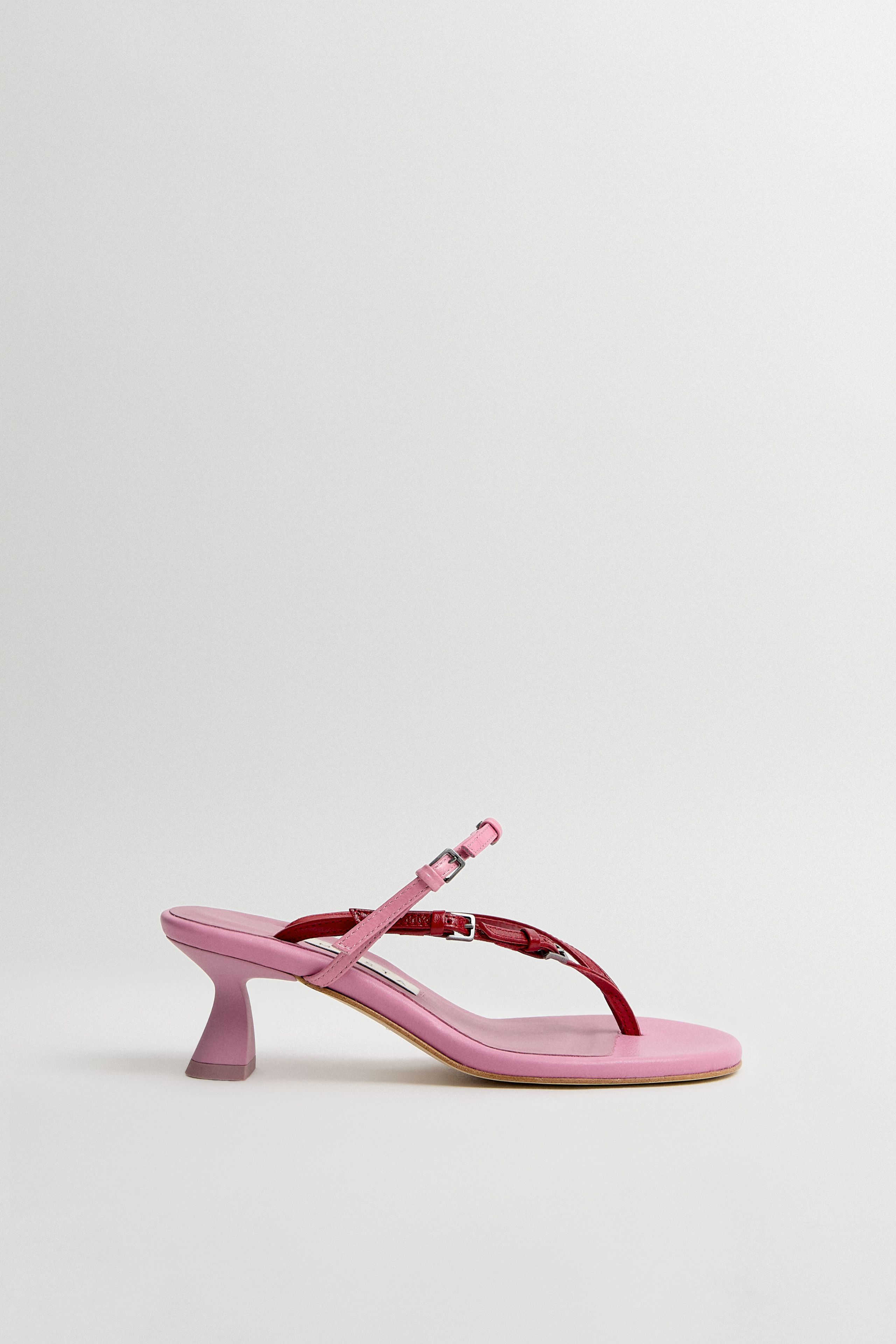 Abisai Pink and Red Mini Buckled Sandals | Miista | Designed & Handmade in Europe