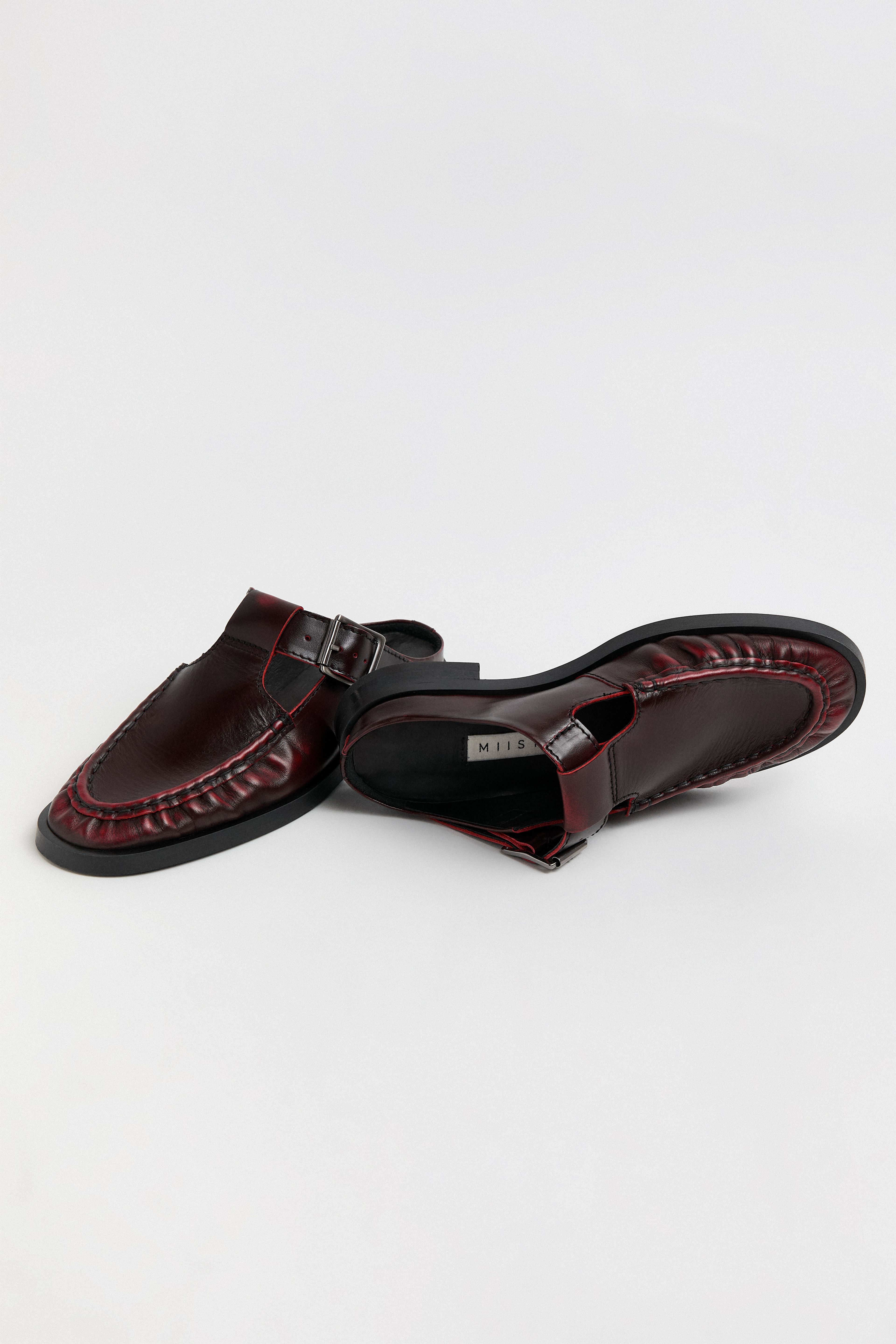 Gianna Brushed Red Buckled Mules