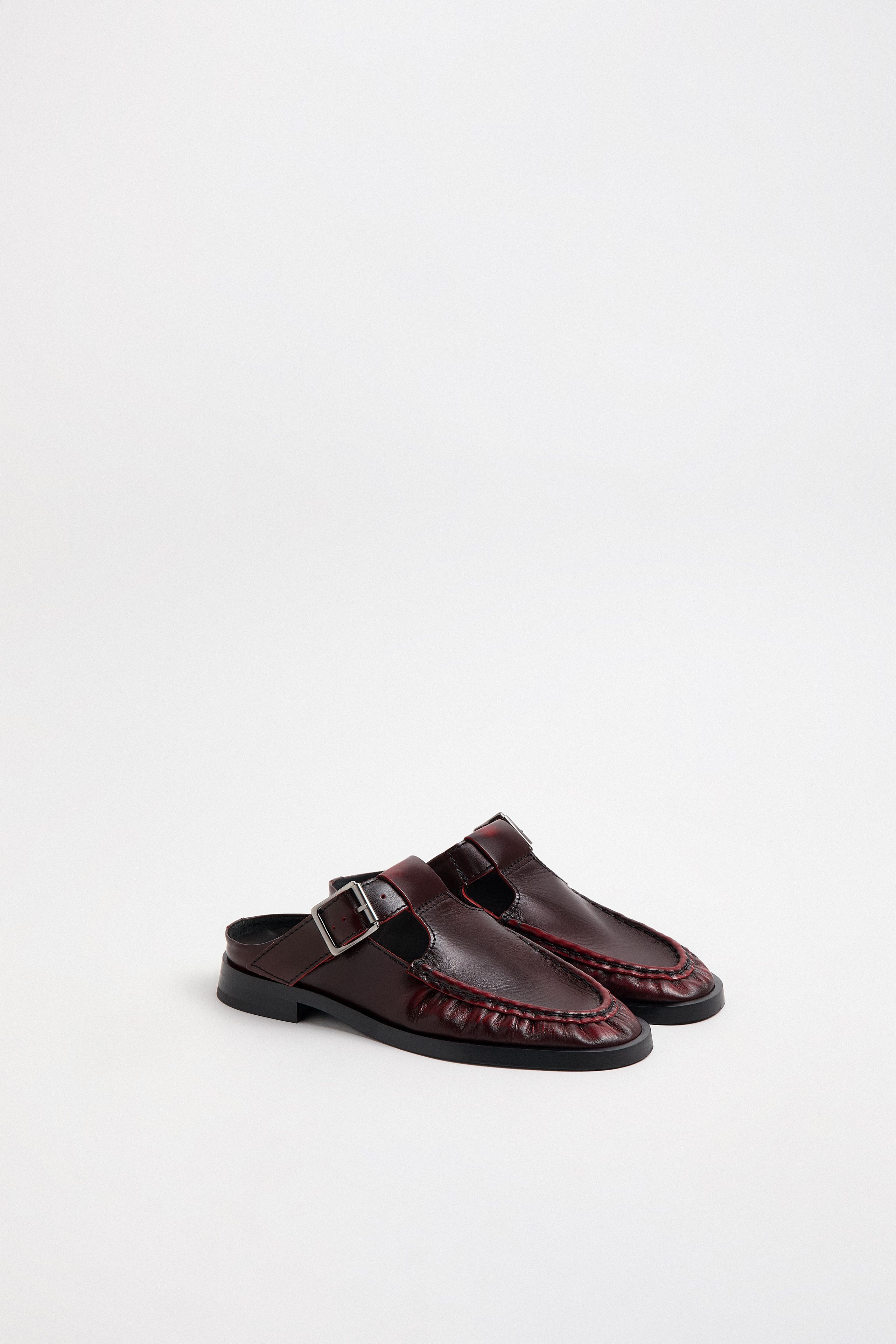 Gianna Brushed Red Buckled Mules