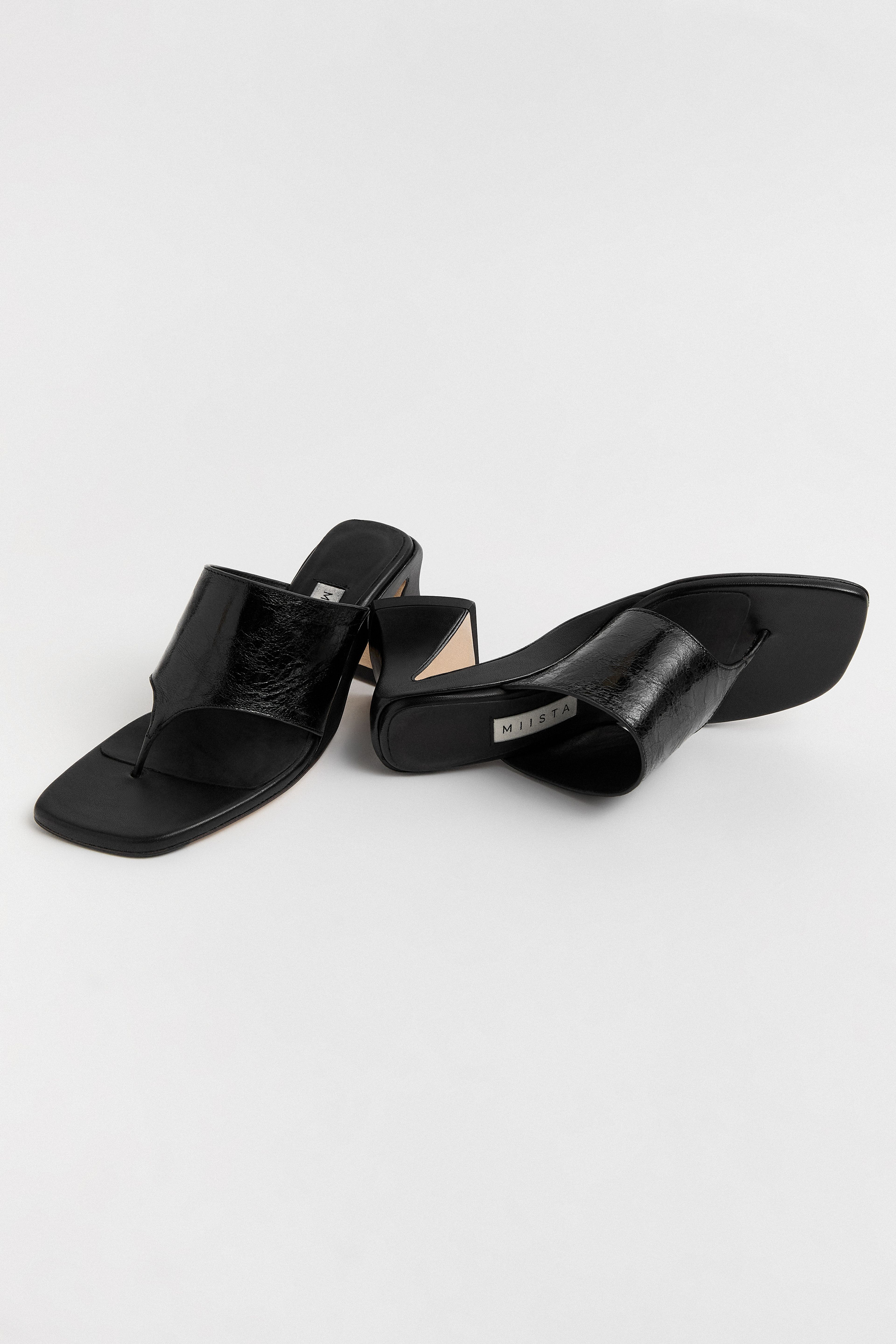 Ernie Black Thonge Sandals | Miista | Designed & Handmade in Europe