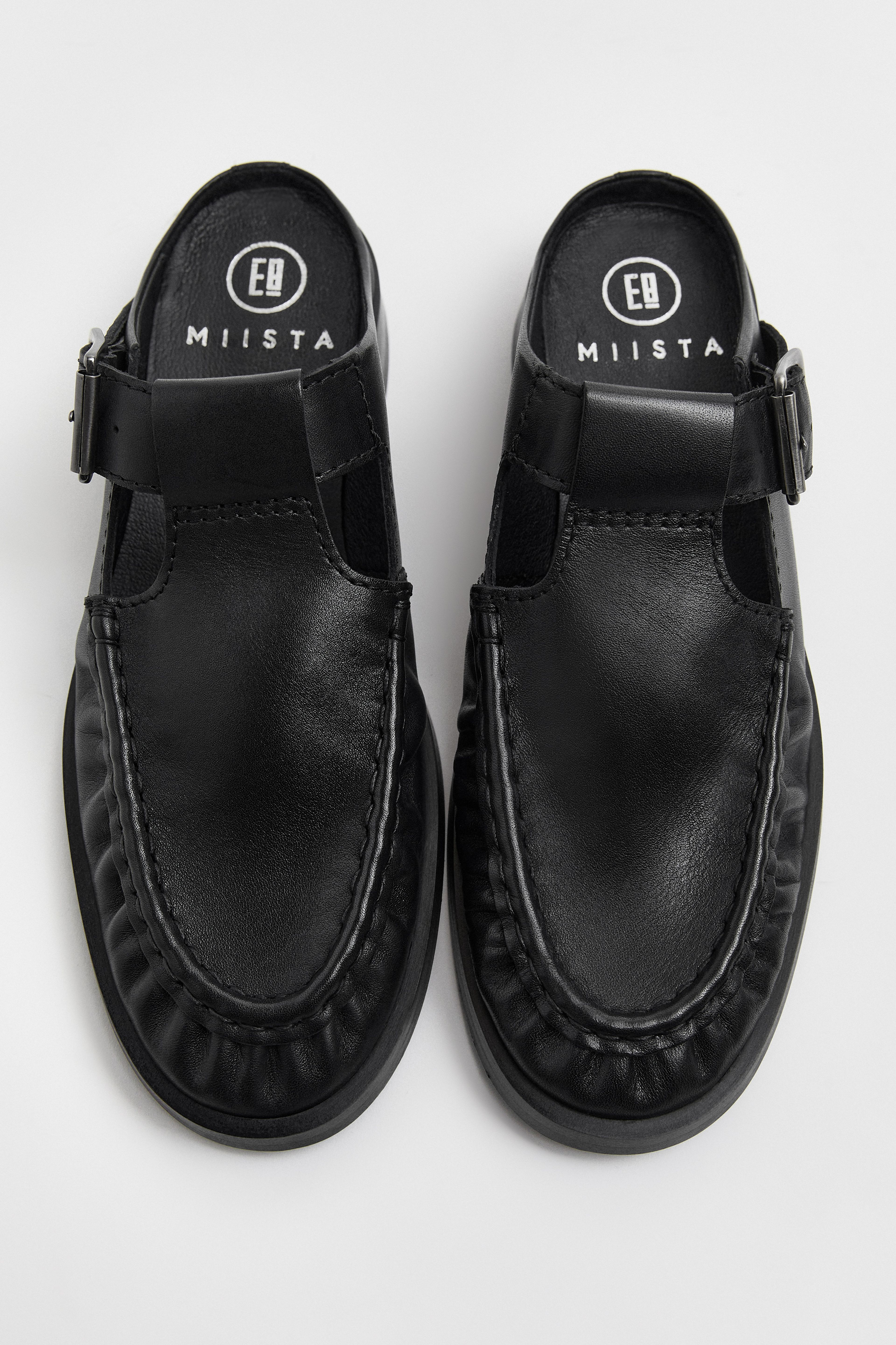 Gianna Black Buckled Mules | Miista | Designed & Handmade in Europe