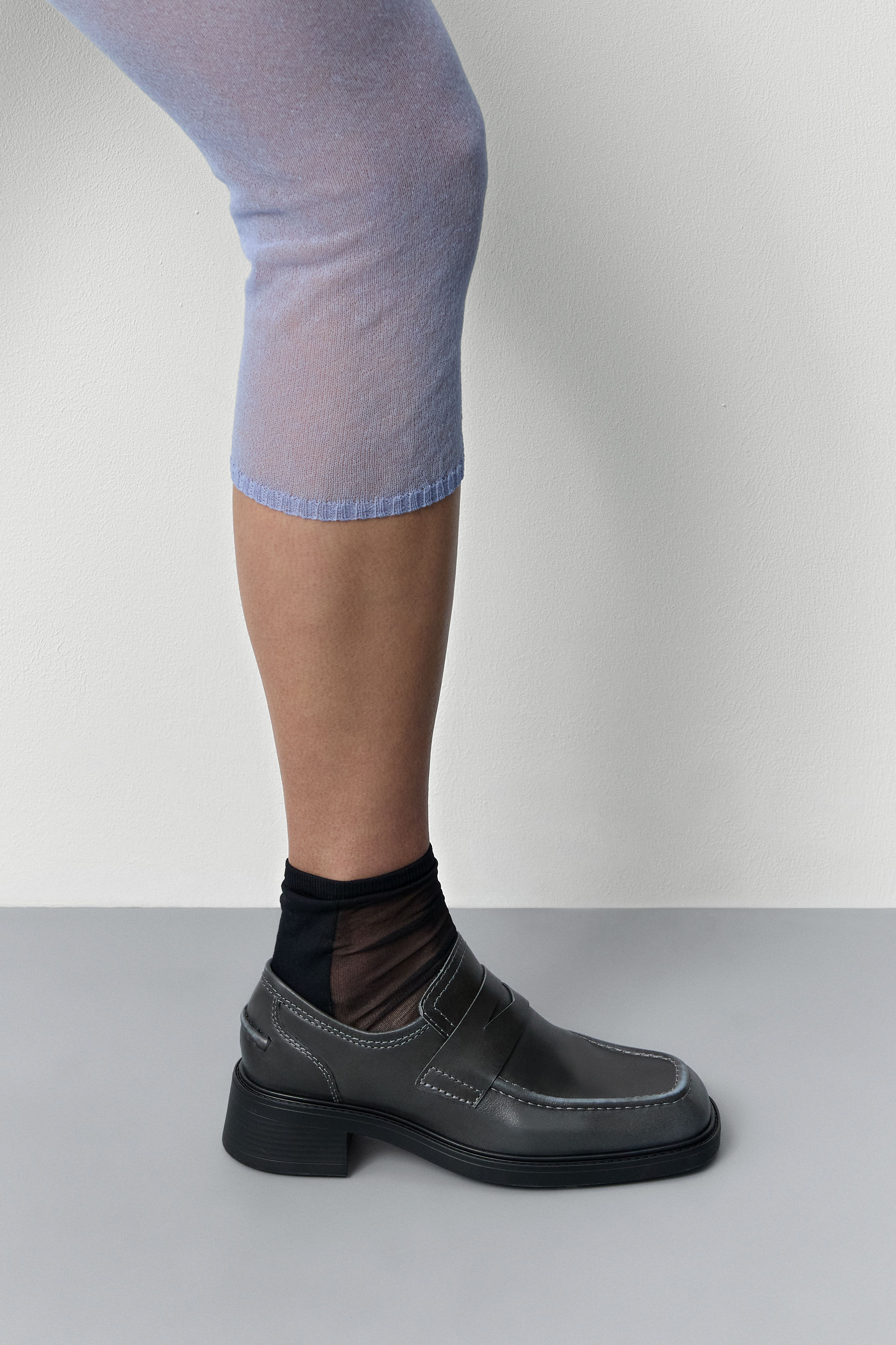 Amelia Brushed Light Blue Penny Loafers | Miista | Designed & Handmade in Europe