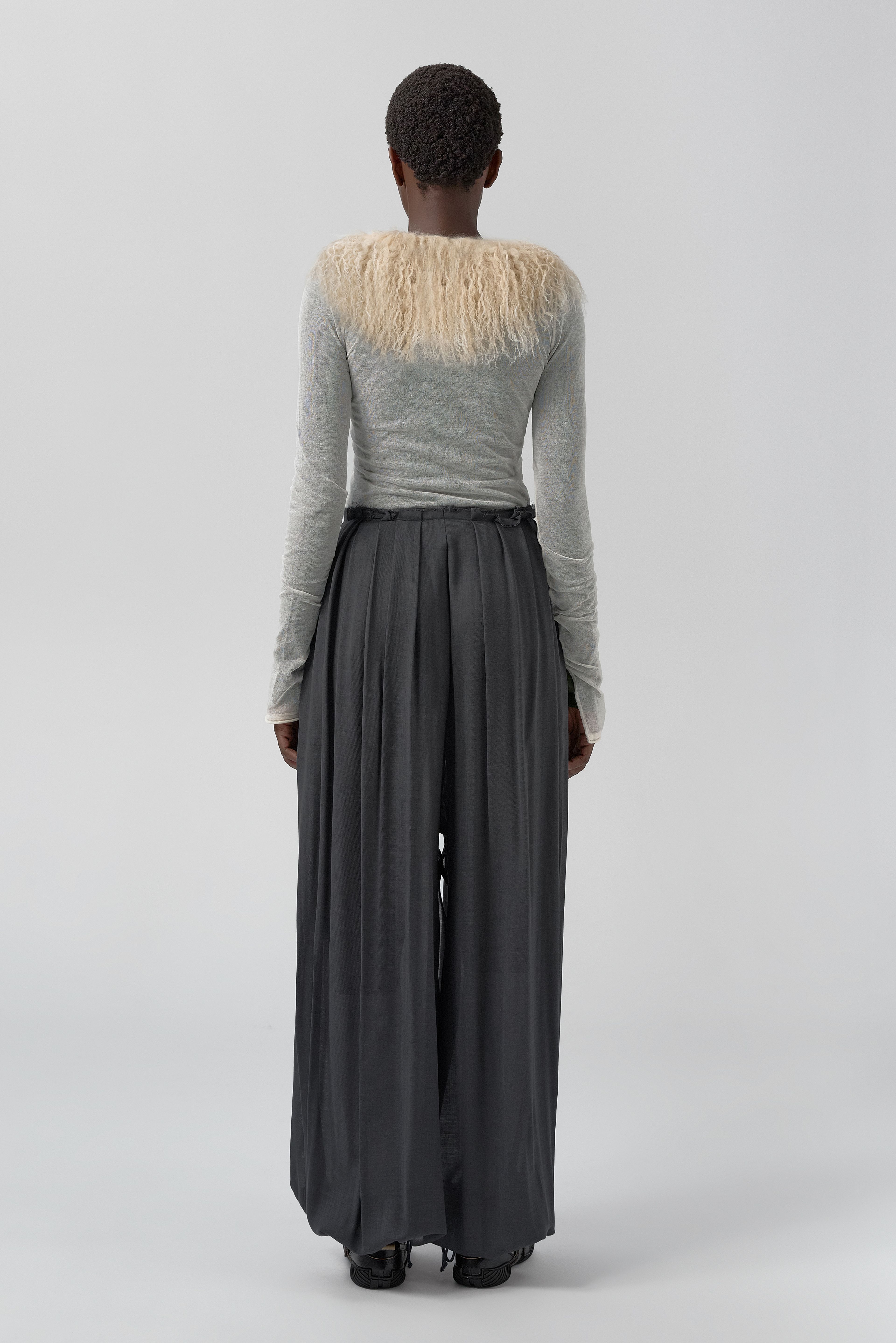 Kara Trousers - Grey Pleated Virgin Wool | Miista | Designed & Handmade in Europe