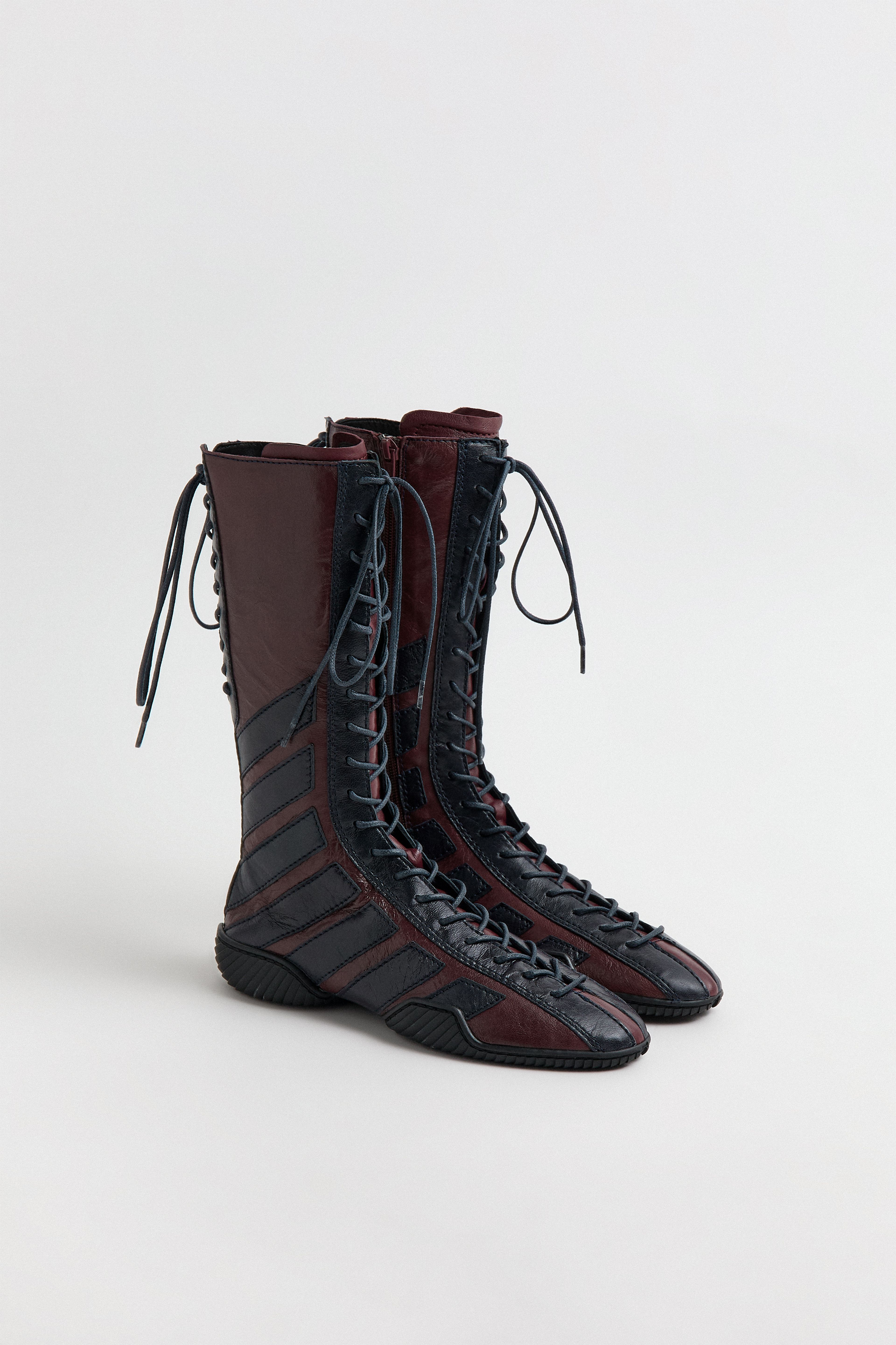 Imogen Burgundy Navy Lace Sneaker Boots | Miista | Designed & Handmade in Europe