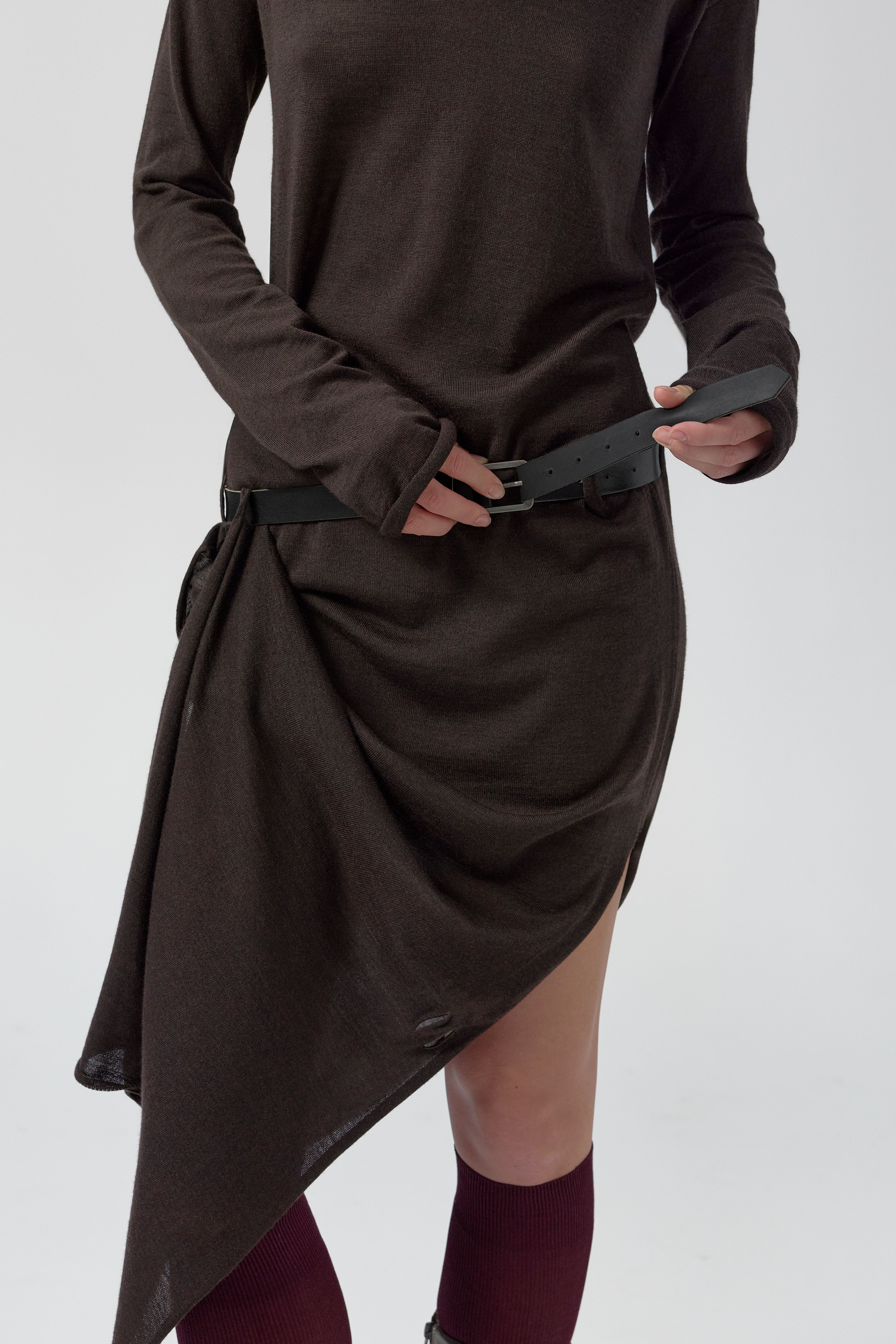 Yayoi Dress - Brown Extra Fine Merino Knit | Miista | Designed & Handmade in Europe
