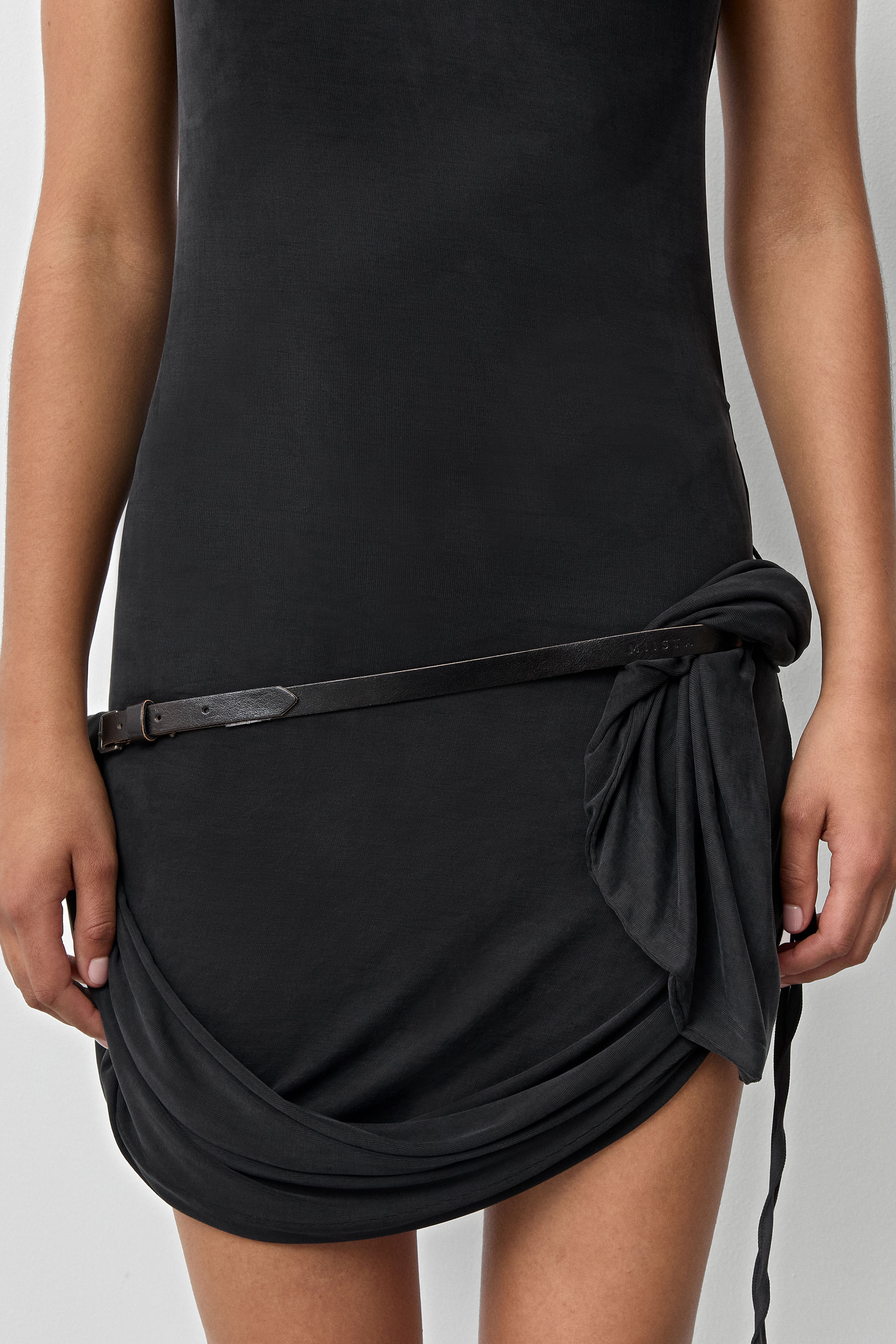 Sidra Asymmetric Black Long Dress | Miista | Designed & Handmade in Europe
