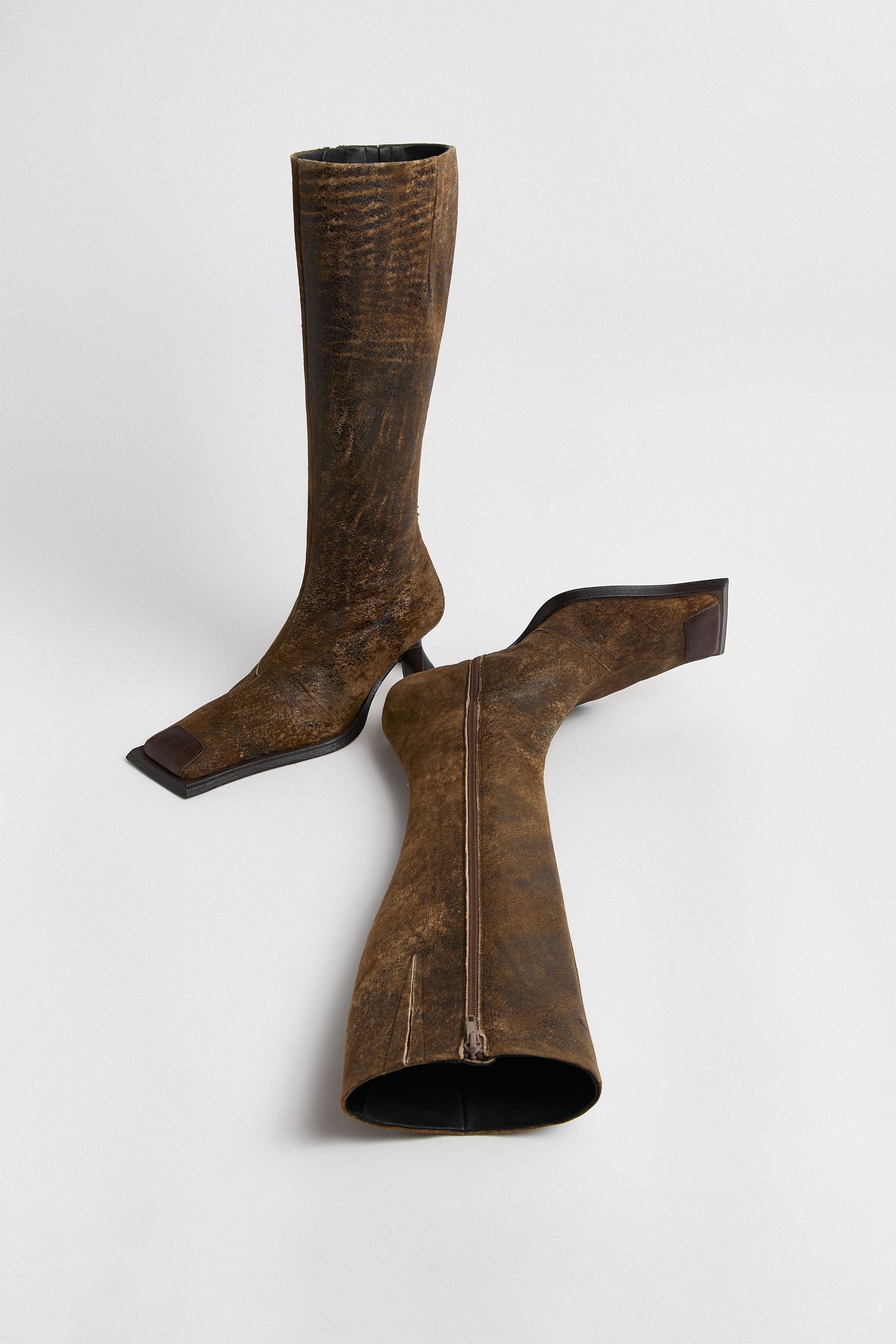 Alfreda Boots - Brown Distressed Leather | Miista