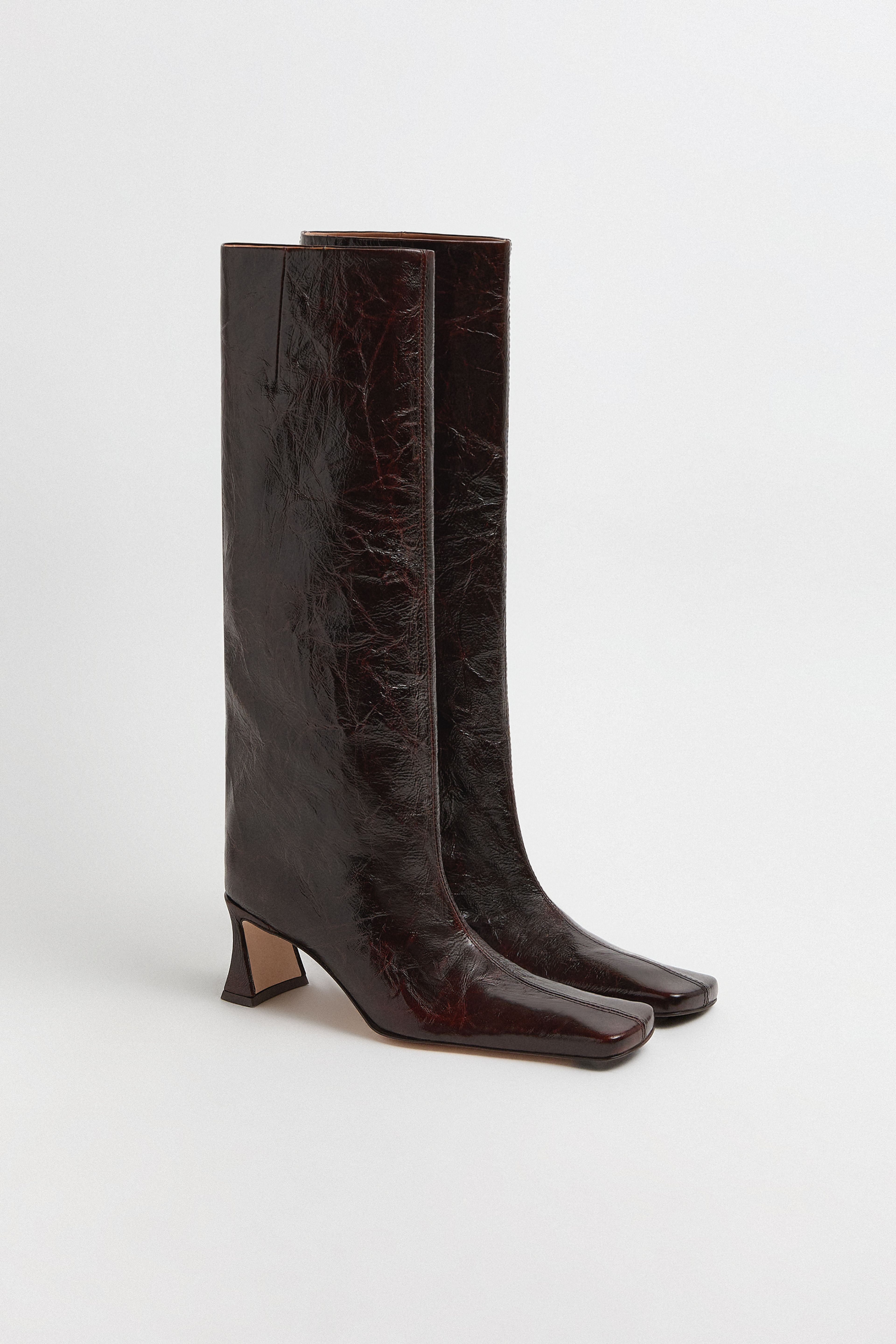 Bluma Boots - Brown Crinkle Leather | Miista | Designed & Handmade in Europe