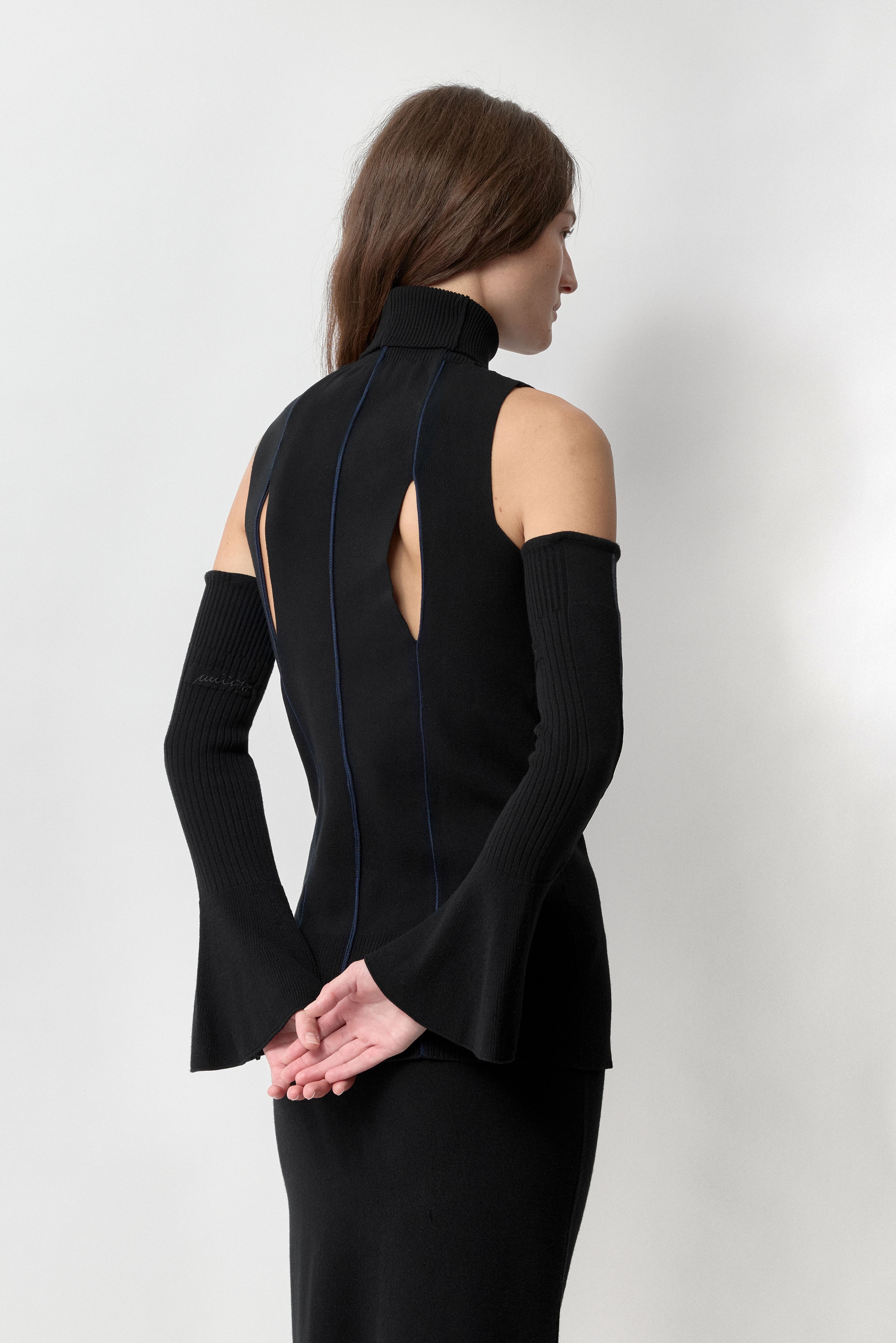 Xavi Leg Warmer - Black Viscose Knit | Miista | Designed & Handmade in Europe