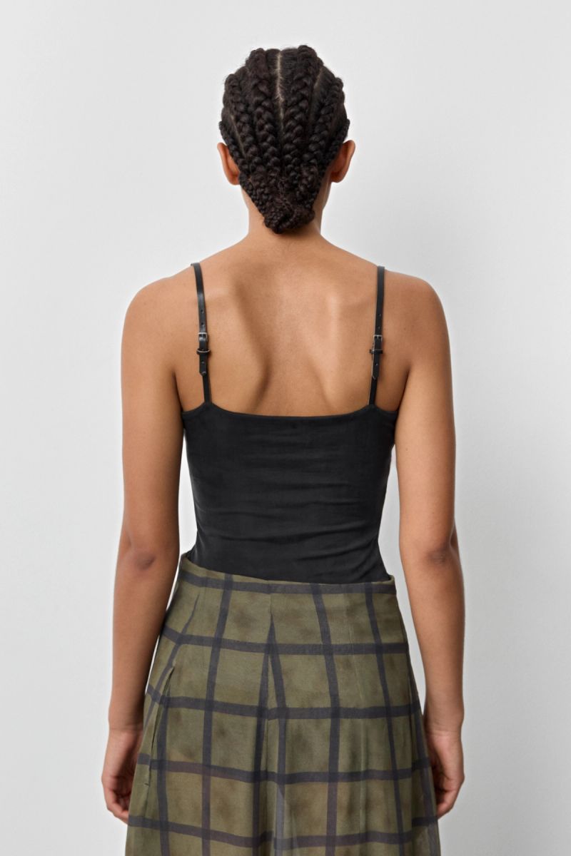 Ismera Top Washed Black Ribbed Cupro