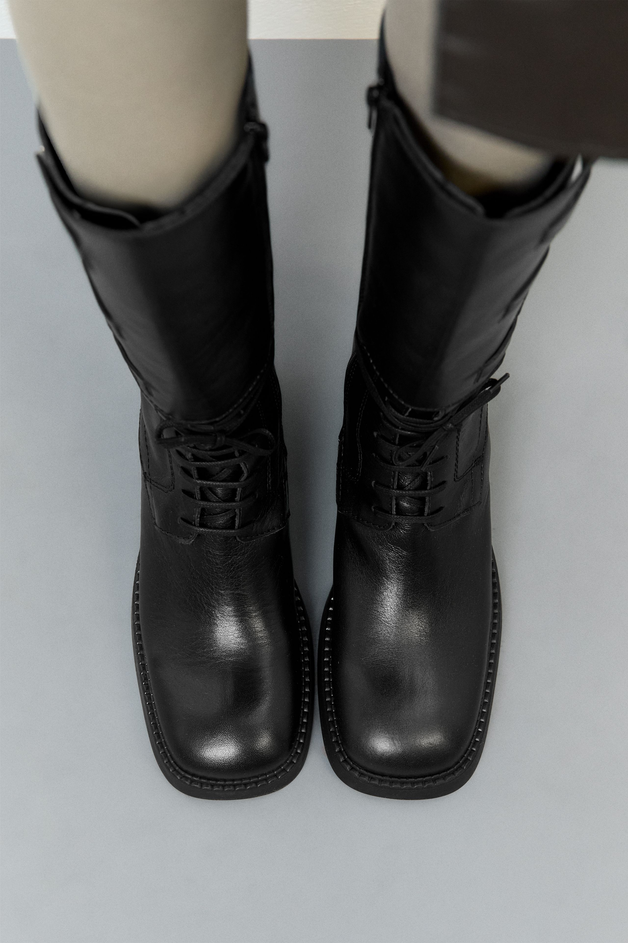 Sigrid Boots - Black Grainy Leather | Miista