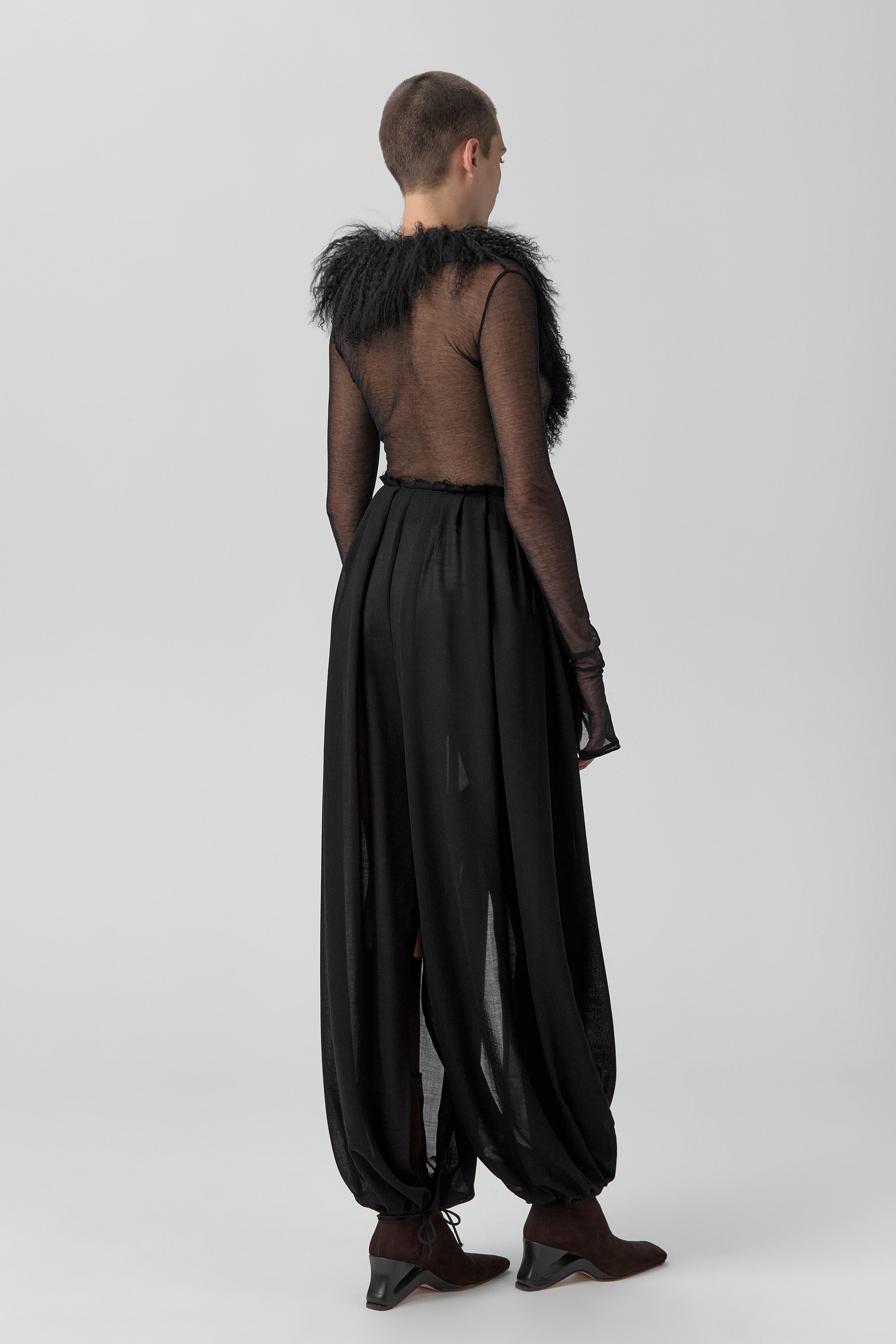 Ripley Black Fuzzy Collar Mini Knit Jacket | Miista | Designed & Handmade in Europe