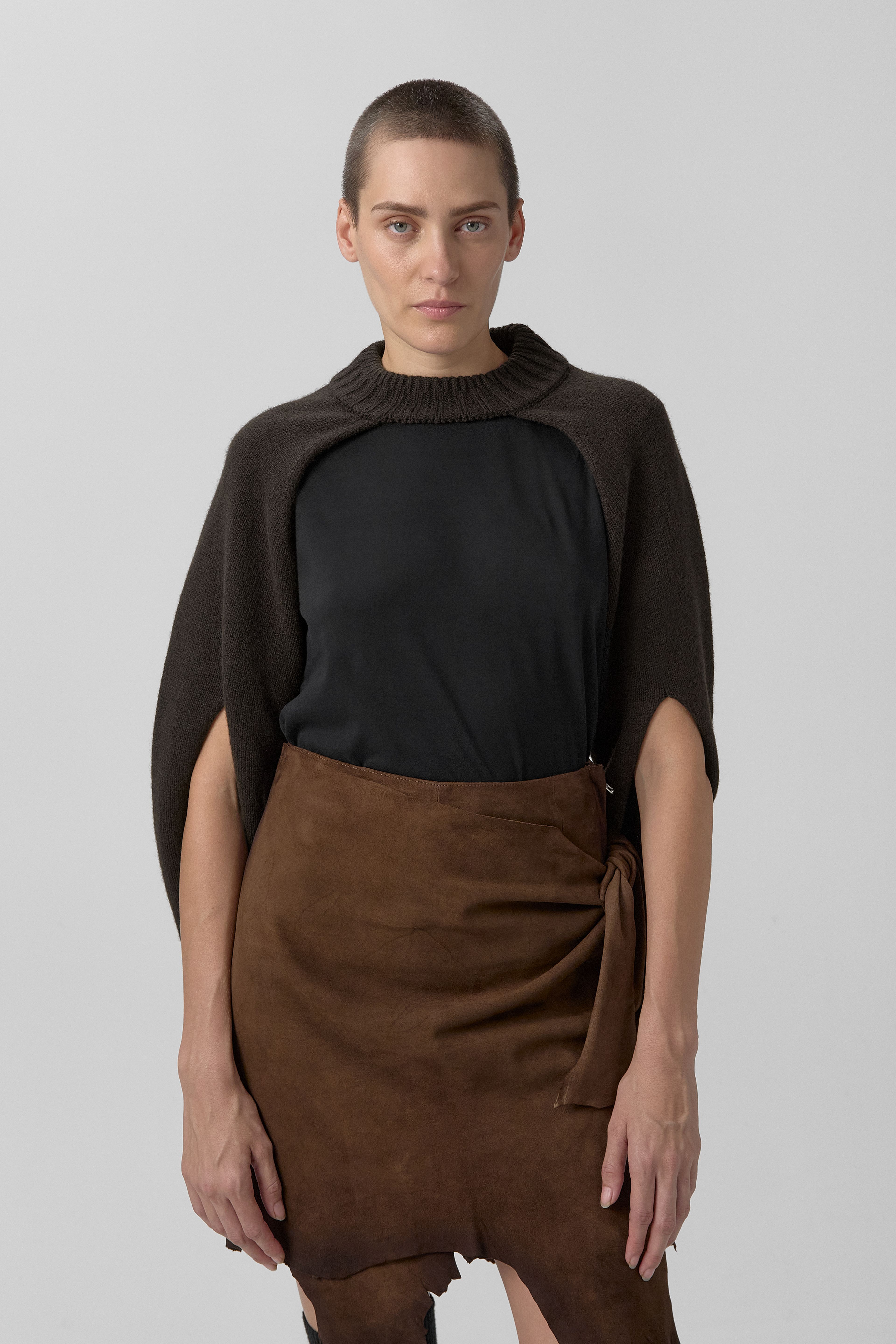 Marlene Sleeves - Brown Cashmere Blend Knit | Miista | Designed & Handmade in Europe