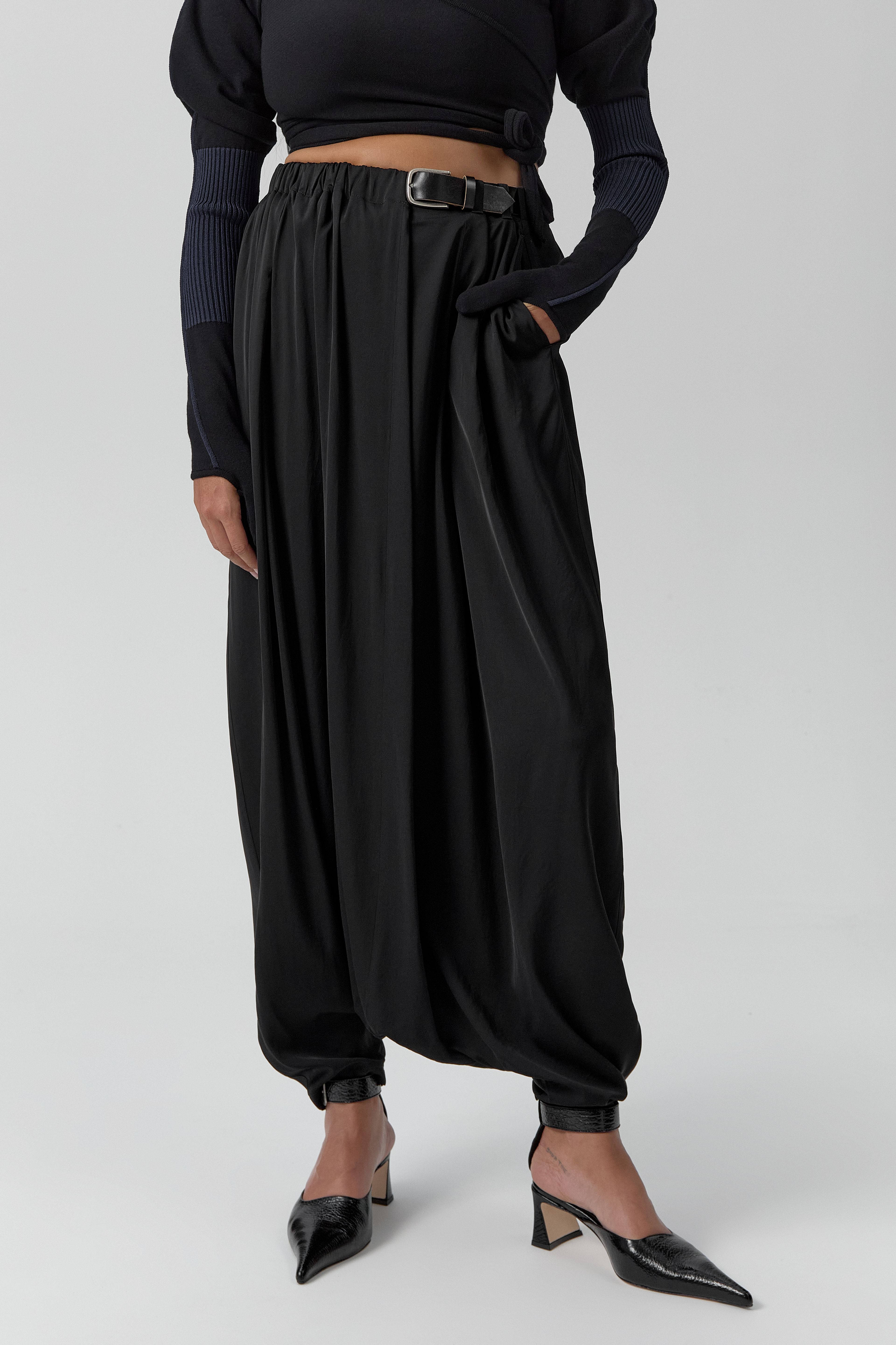 Gina Trousers - Washed Black Cupro | Miista | Designed & Handmade in Europe