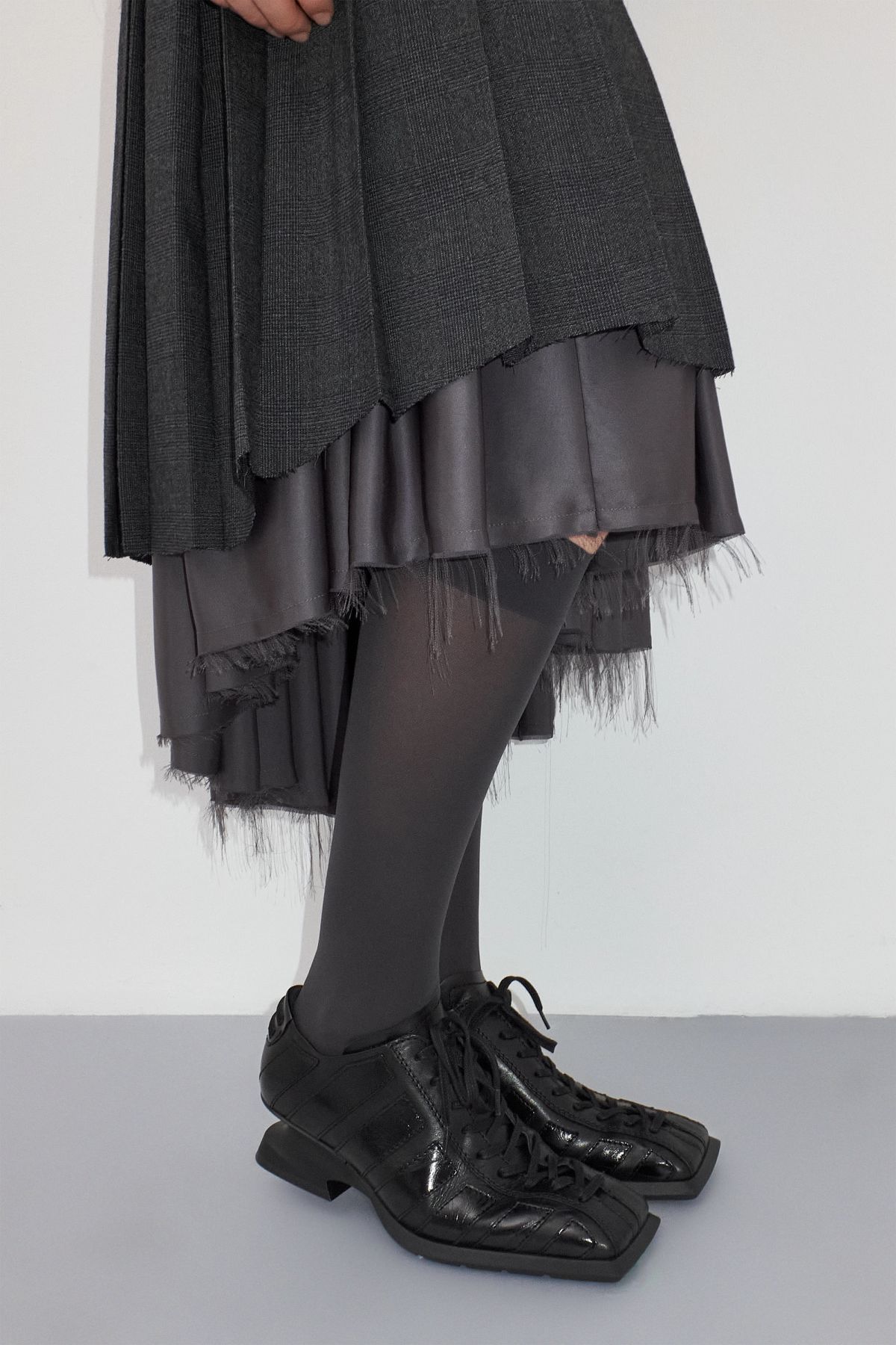 Goldie Sneakers - Black Leather Wedge