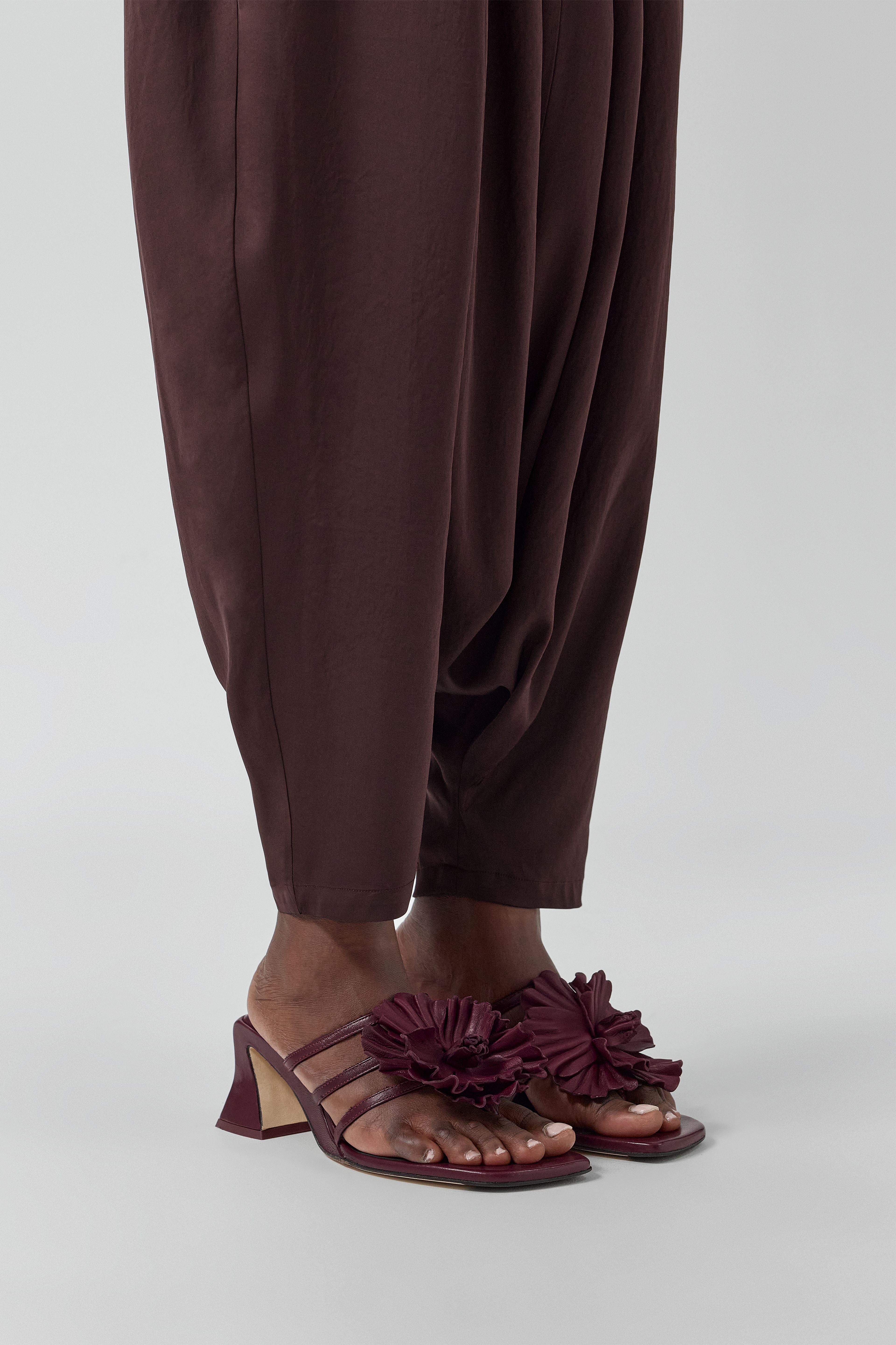 Hara Burgundy Leather Flower Sandals | Miista | Designed & Handmade in Europe
