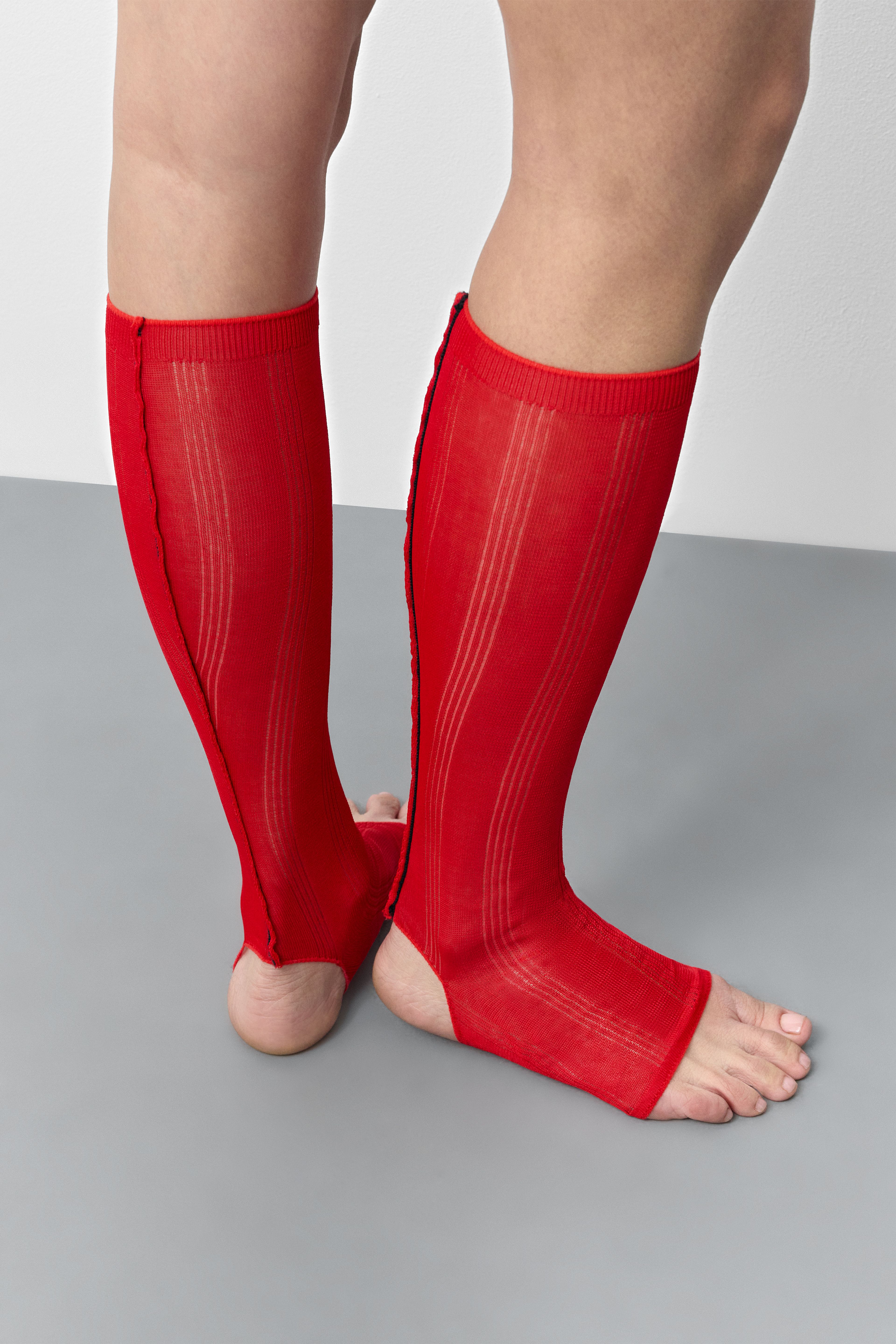 Trin Red Open Toe Knitted Socks | Miista | Designed & Handmade in Europe