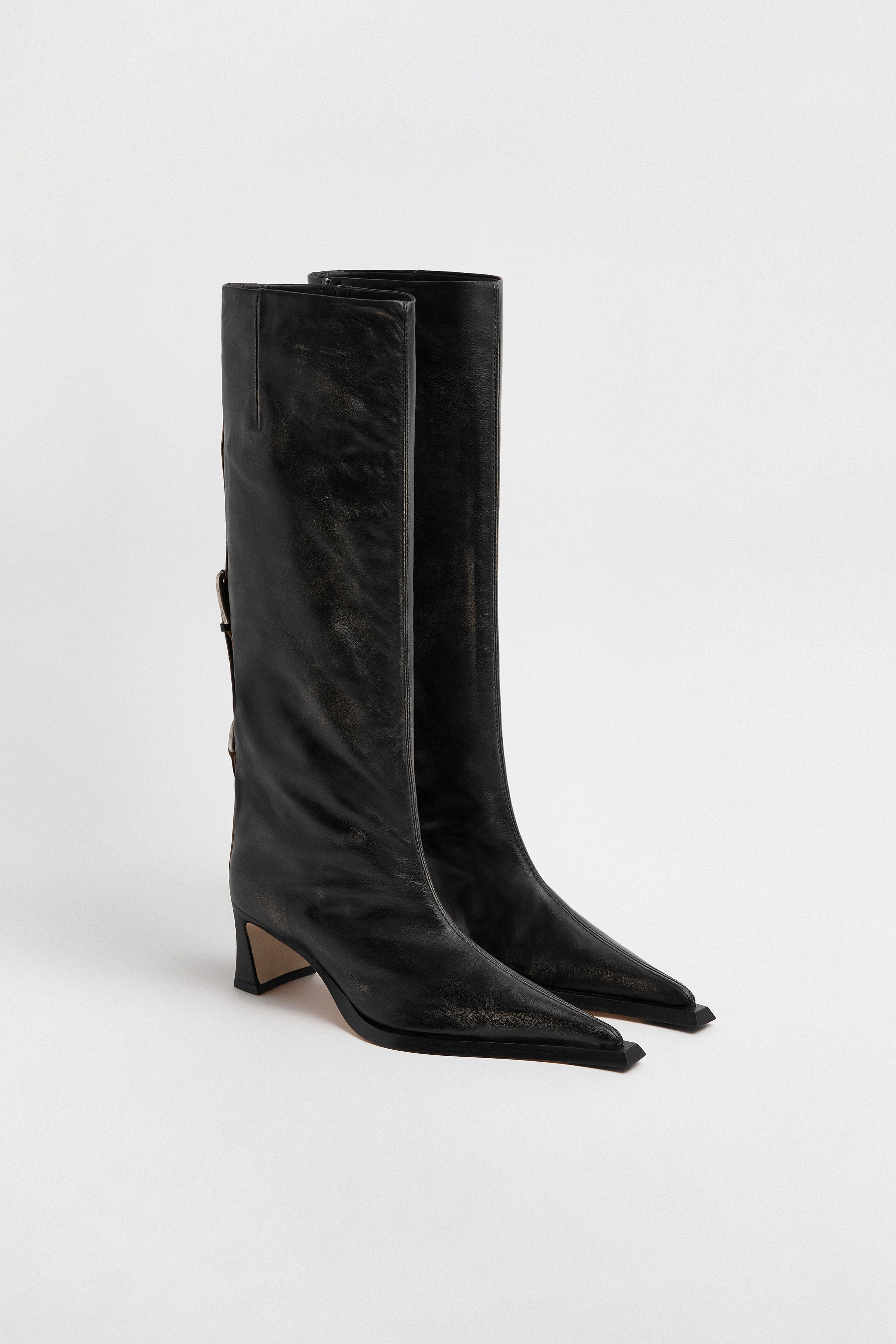 Charlene Boots - Black Brush Off Leather | Miista | Designed & Handmade in Europe