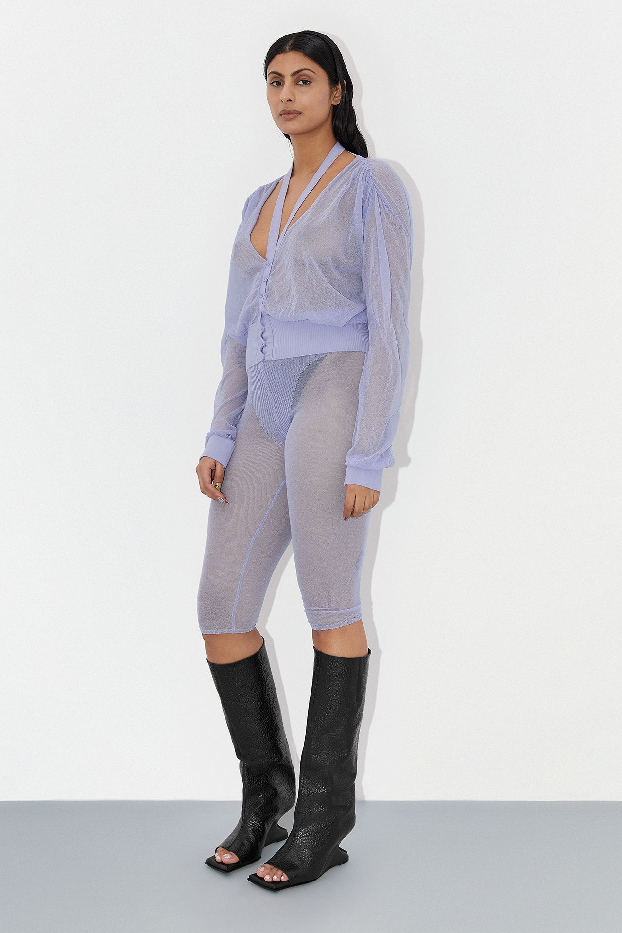 Amber Cardigan - Blue Sheer Organic Cotton | Miista