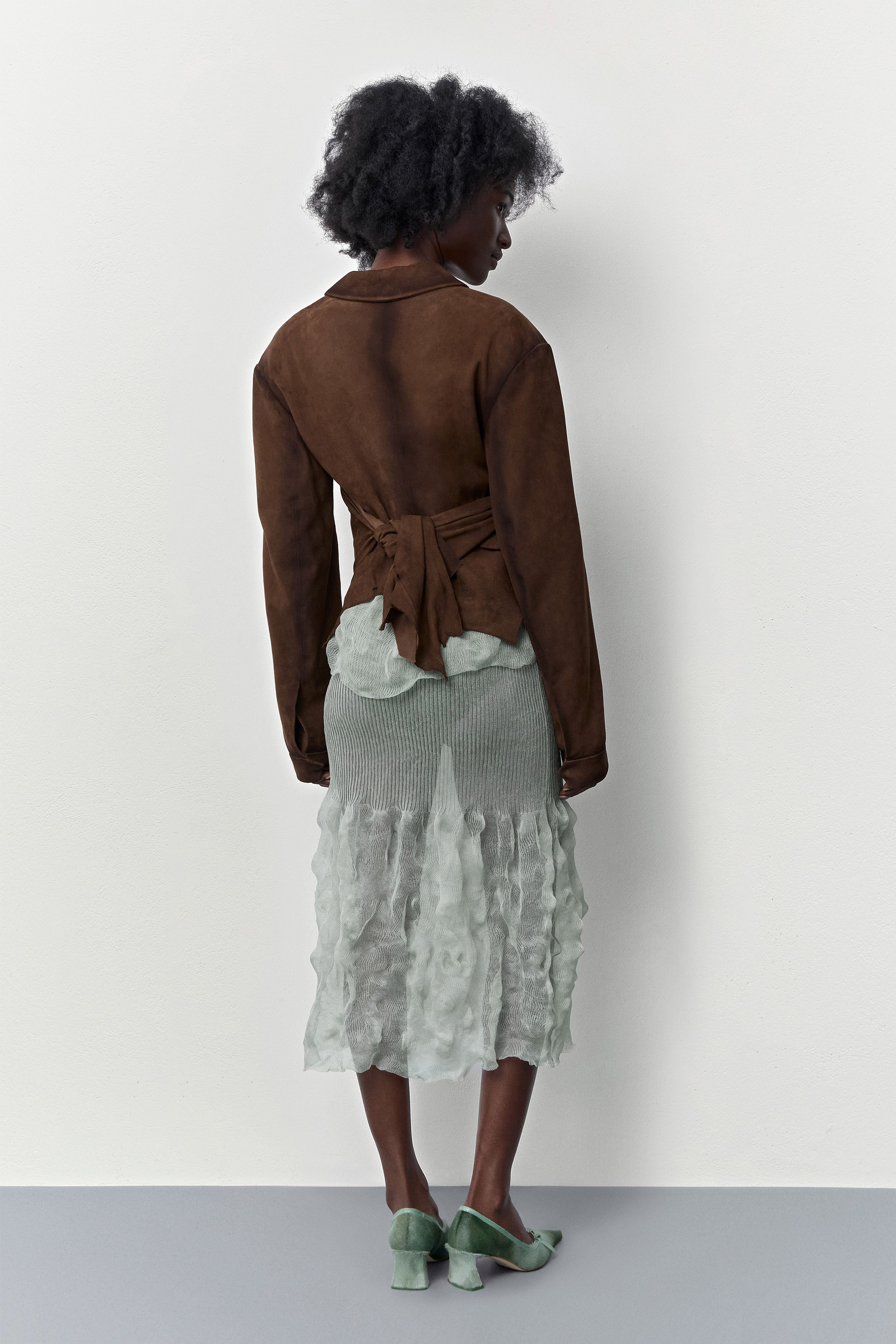 Syra Aquamarine Midi Knitted Skirt | Miista | Designed & Handmade in Europe