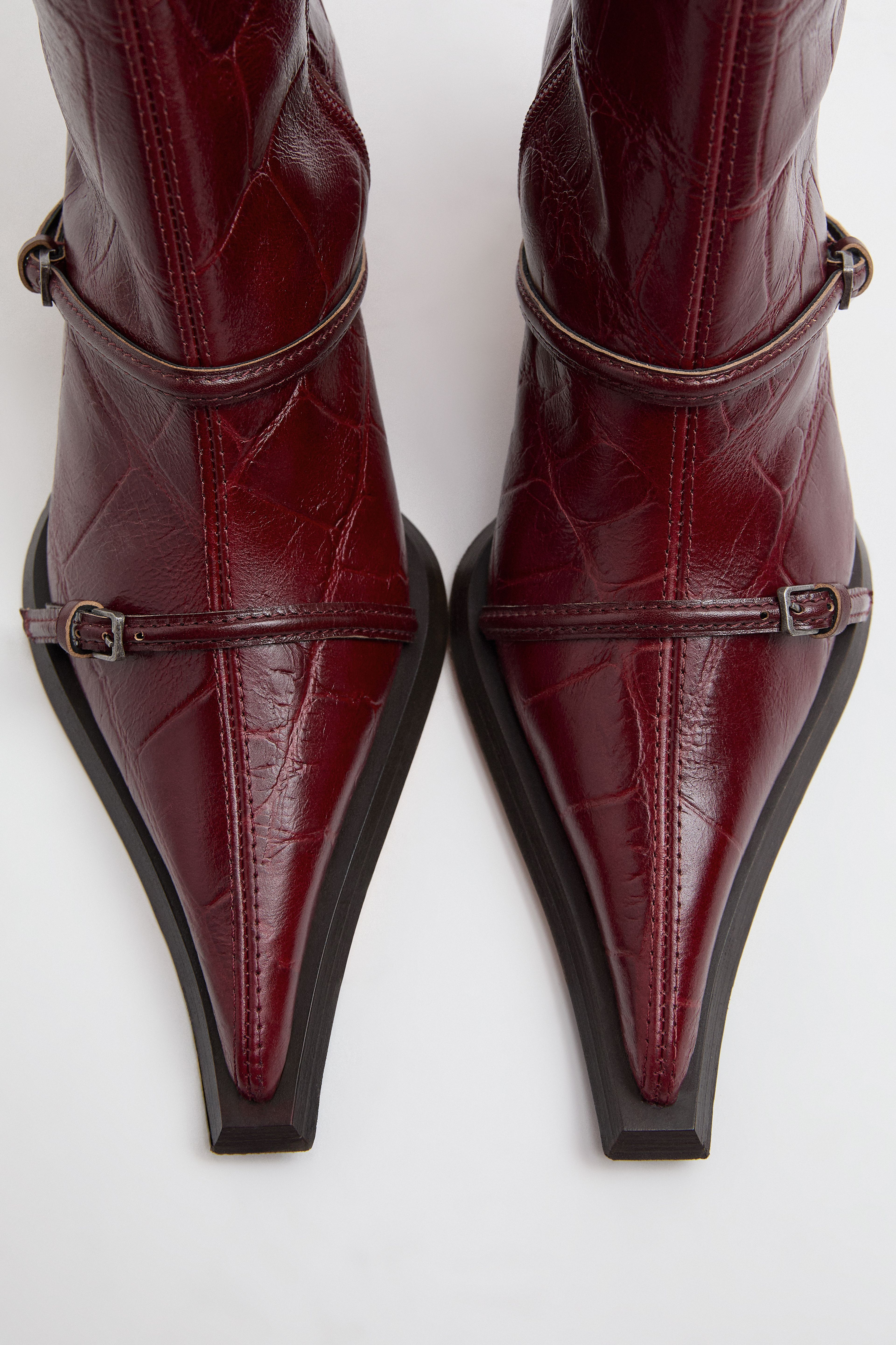 Elva Boots - Red Croc Embossed Leather | Miista | Designed & Handmade in Europe