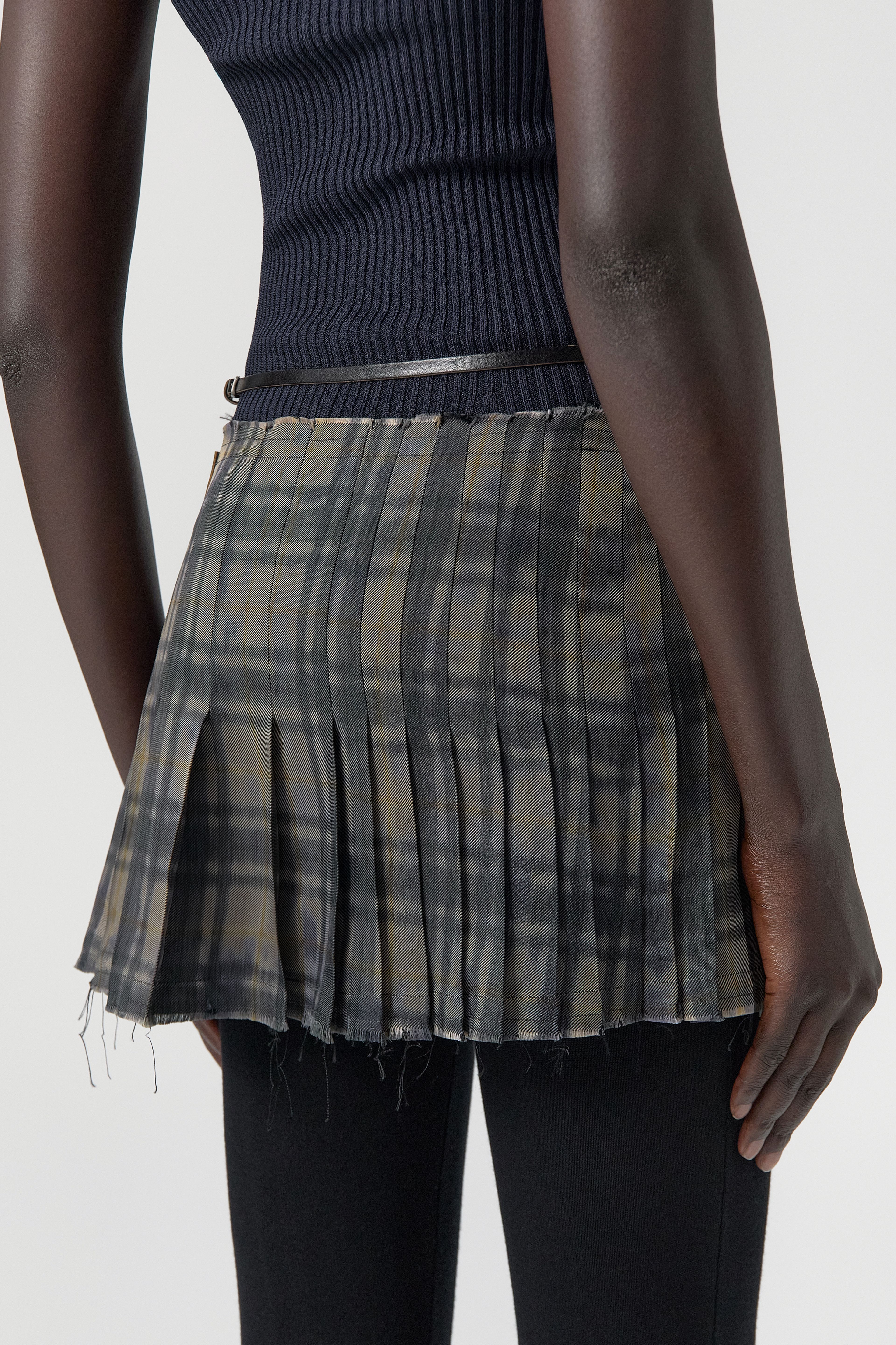 Mary Skirt - Beige Black Pleated | Miista | Designed & Handmade in Europe