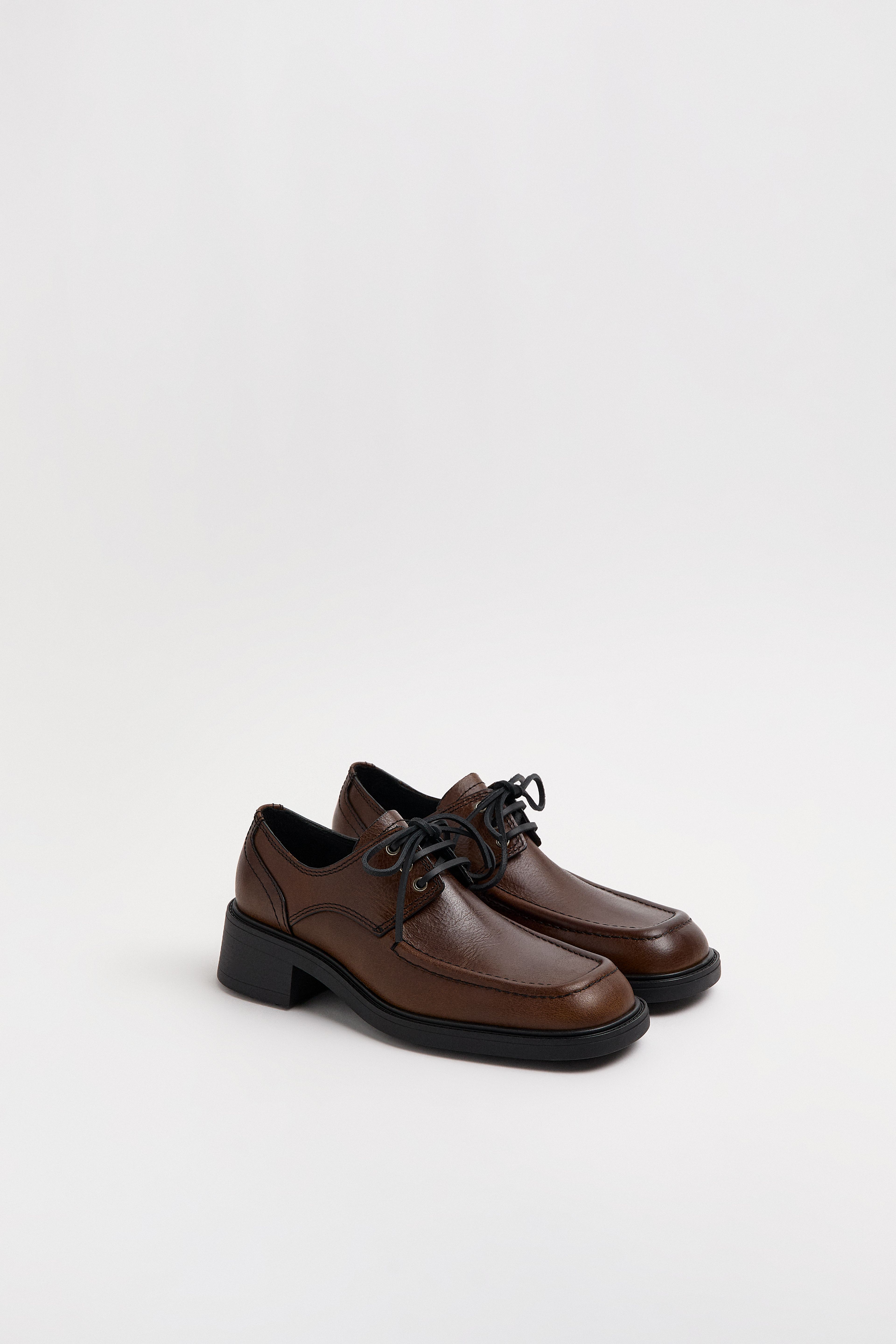 Karolien Loafers - Tan Black Leather Derby | Miista | Designed & Handmade in Europe