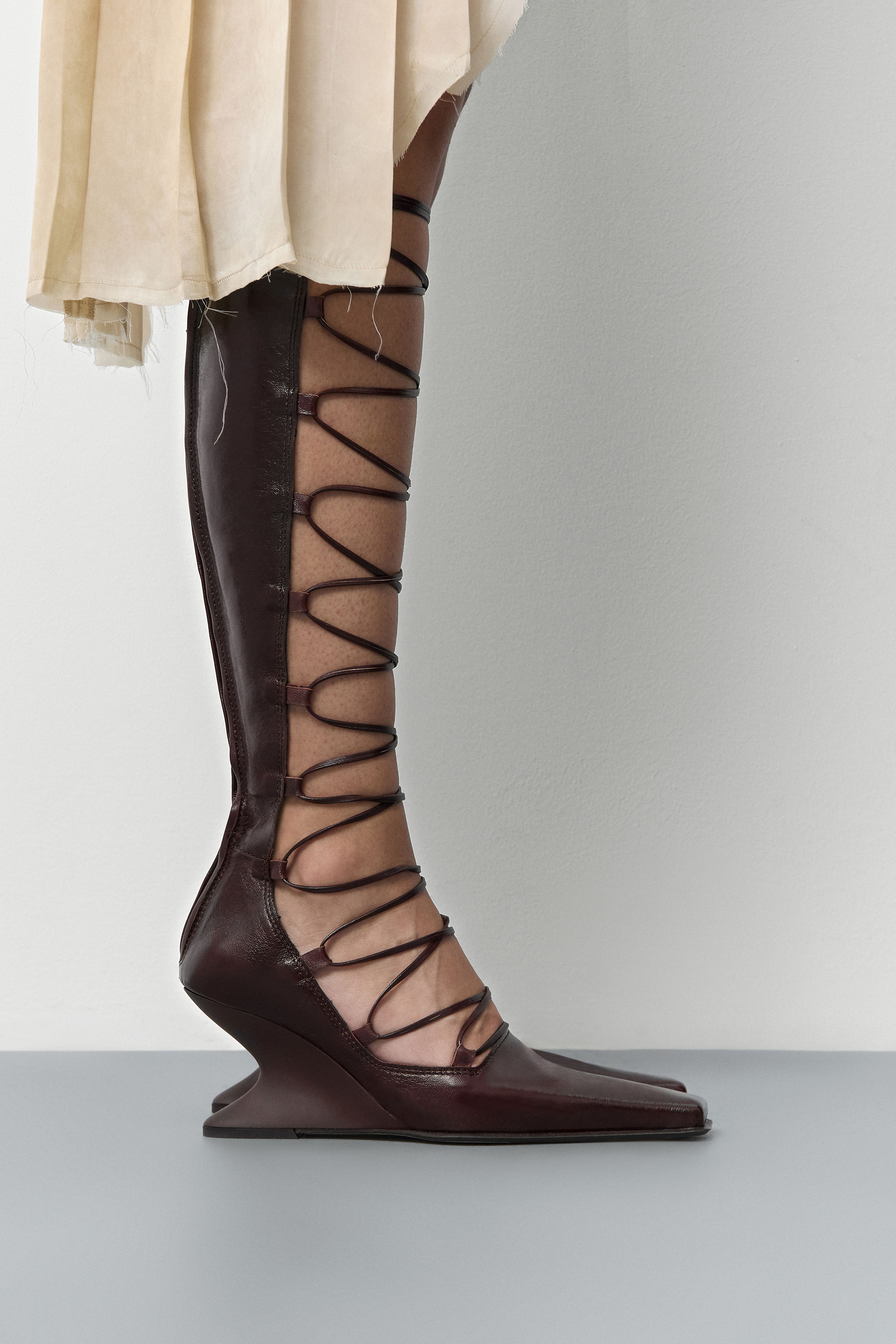 Lena Brown Lace Up Wedge Courts | Miista | Designed & Handmade in Europe