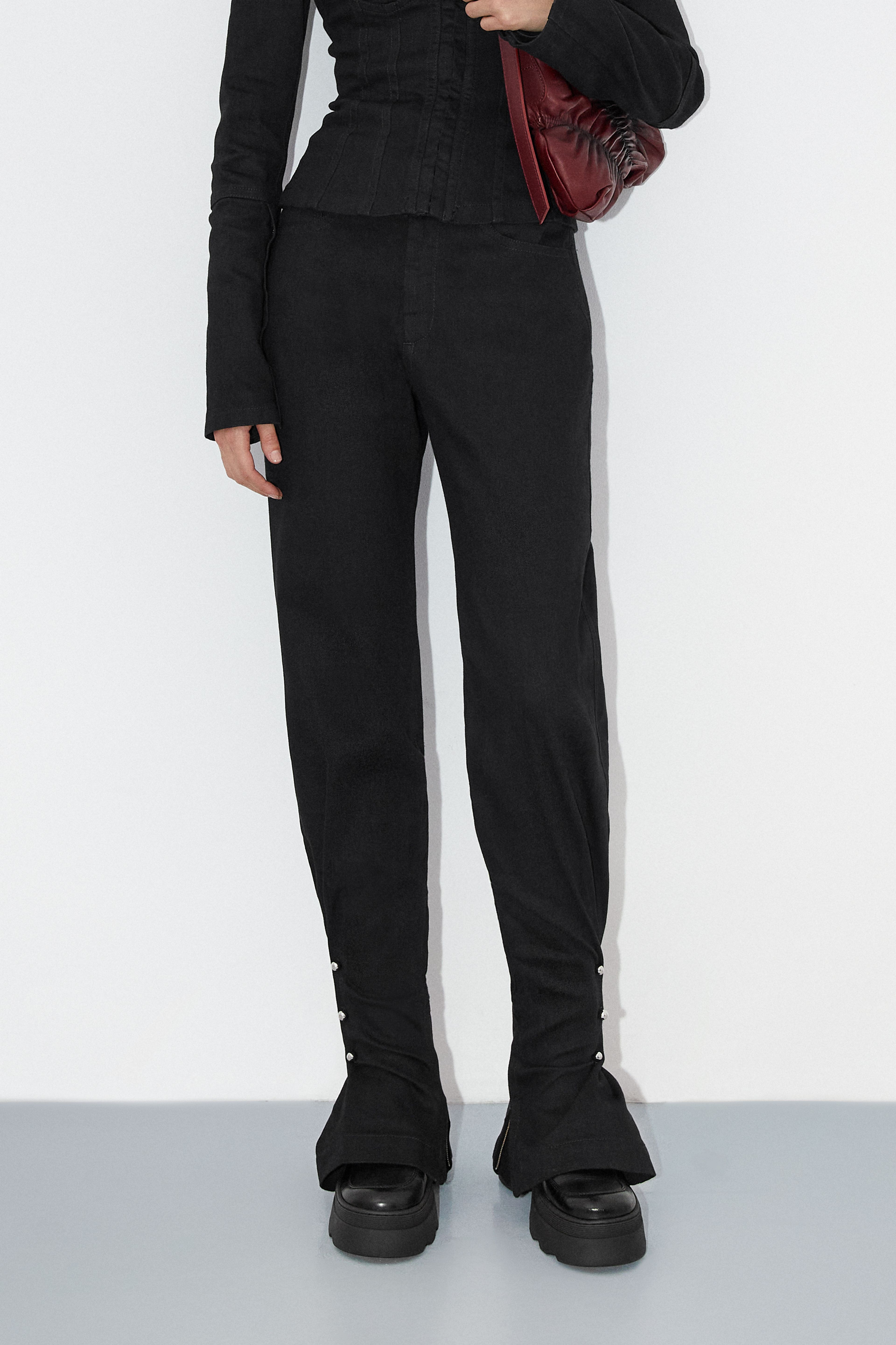 Lotus Black Denim Piercing Trousers | Designed & Handmade in Europe