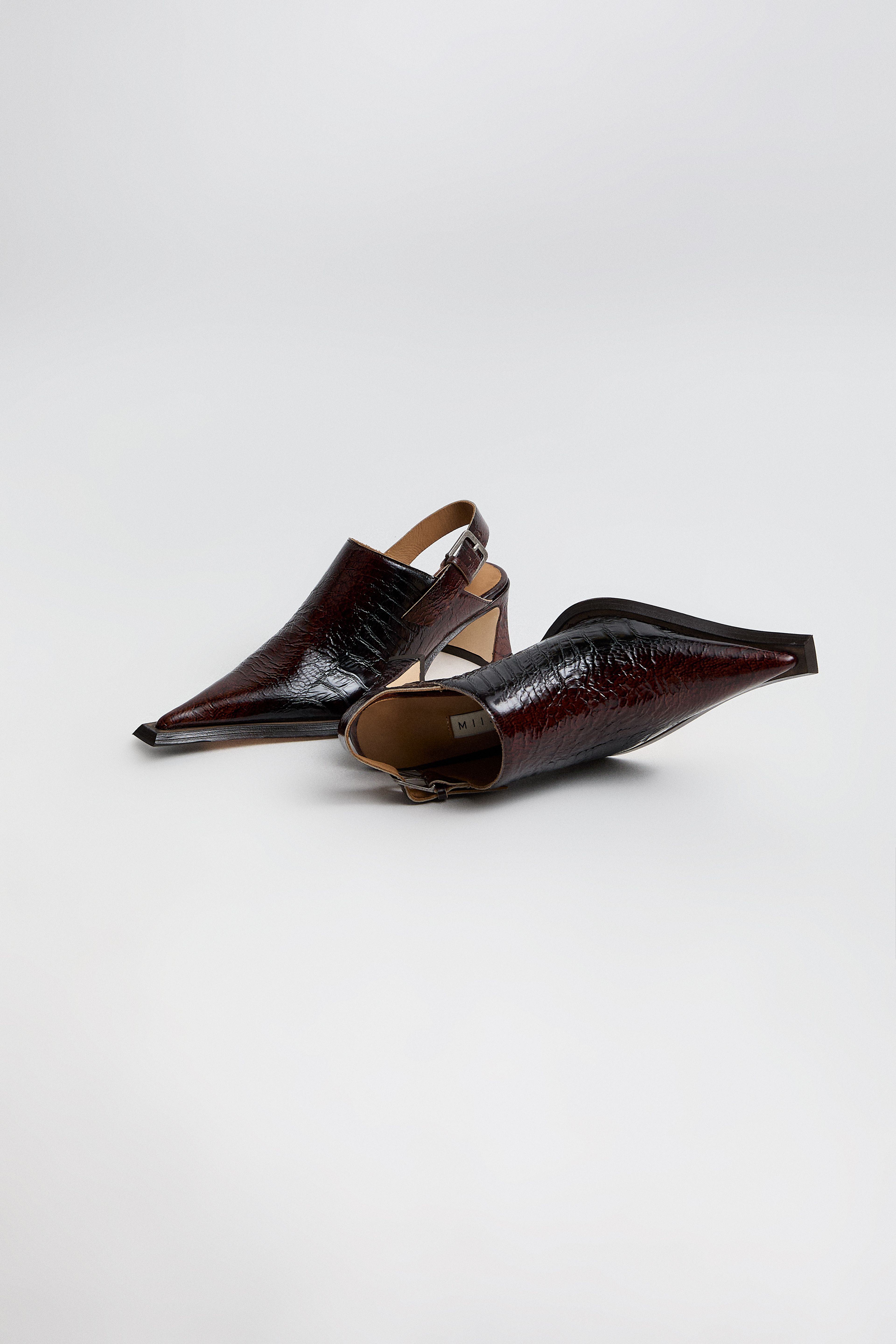 Inma Brown Snake Buckled Mules | Miista | Designed & Handmade in Europe