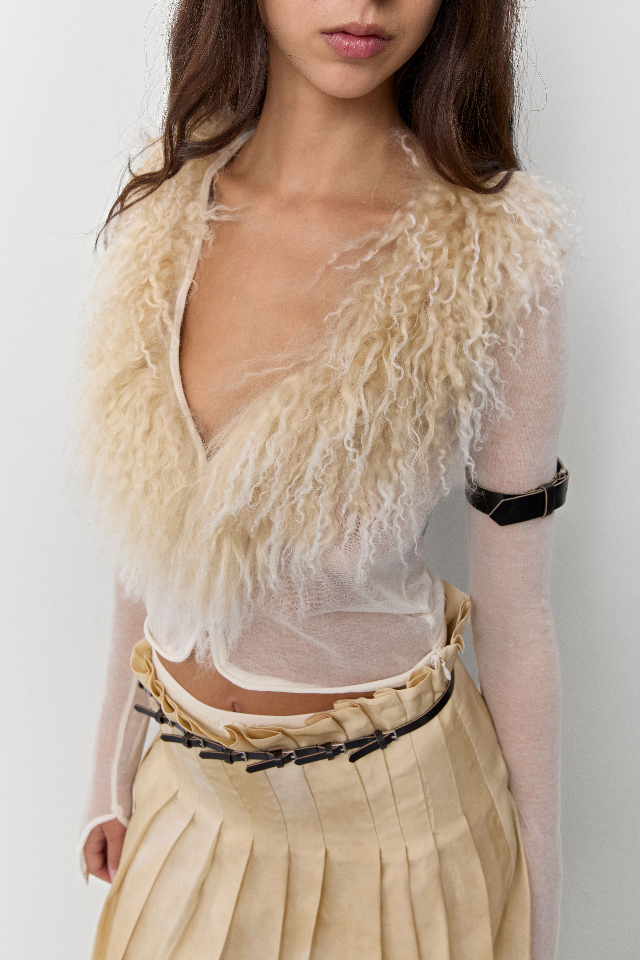 Ripley Cardigan - Ecru Knit Fur | Miista