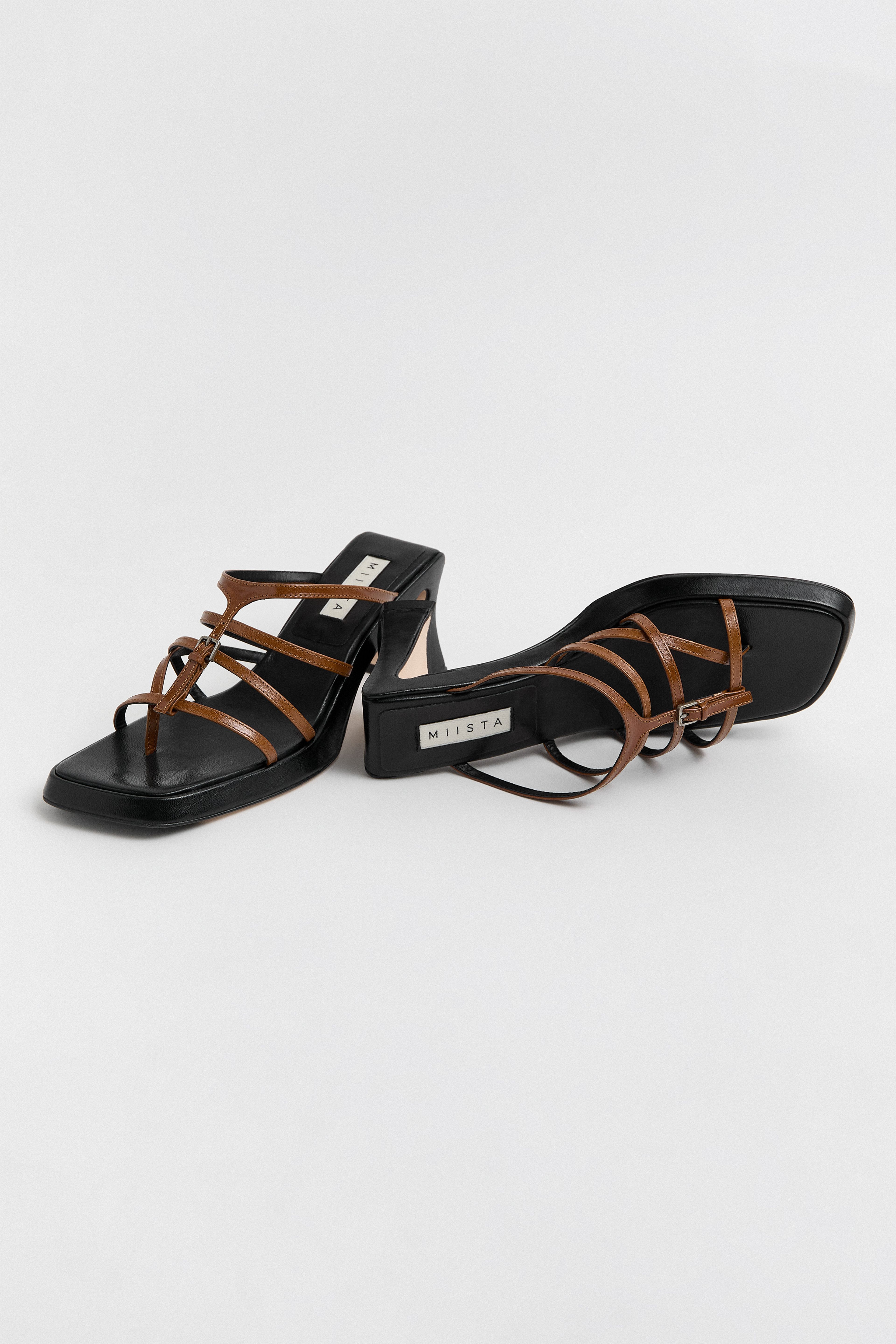 Indi Tan Black Strappy Sandals | Miista | Designed & Handmade in Europe