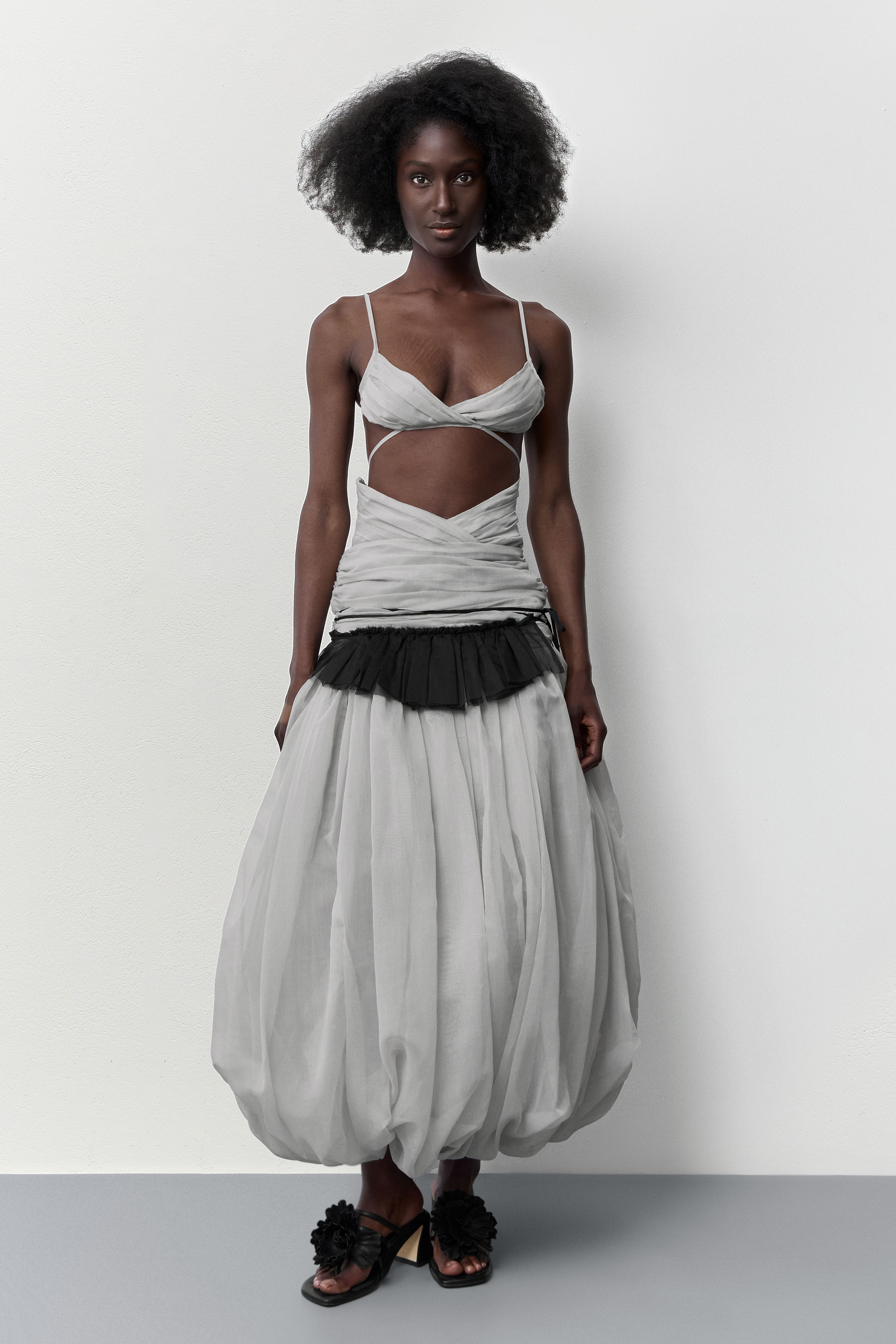 Vanny Black Sheer Ruffle| Miista | Designed & Handmade in Europe