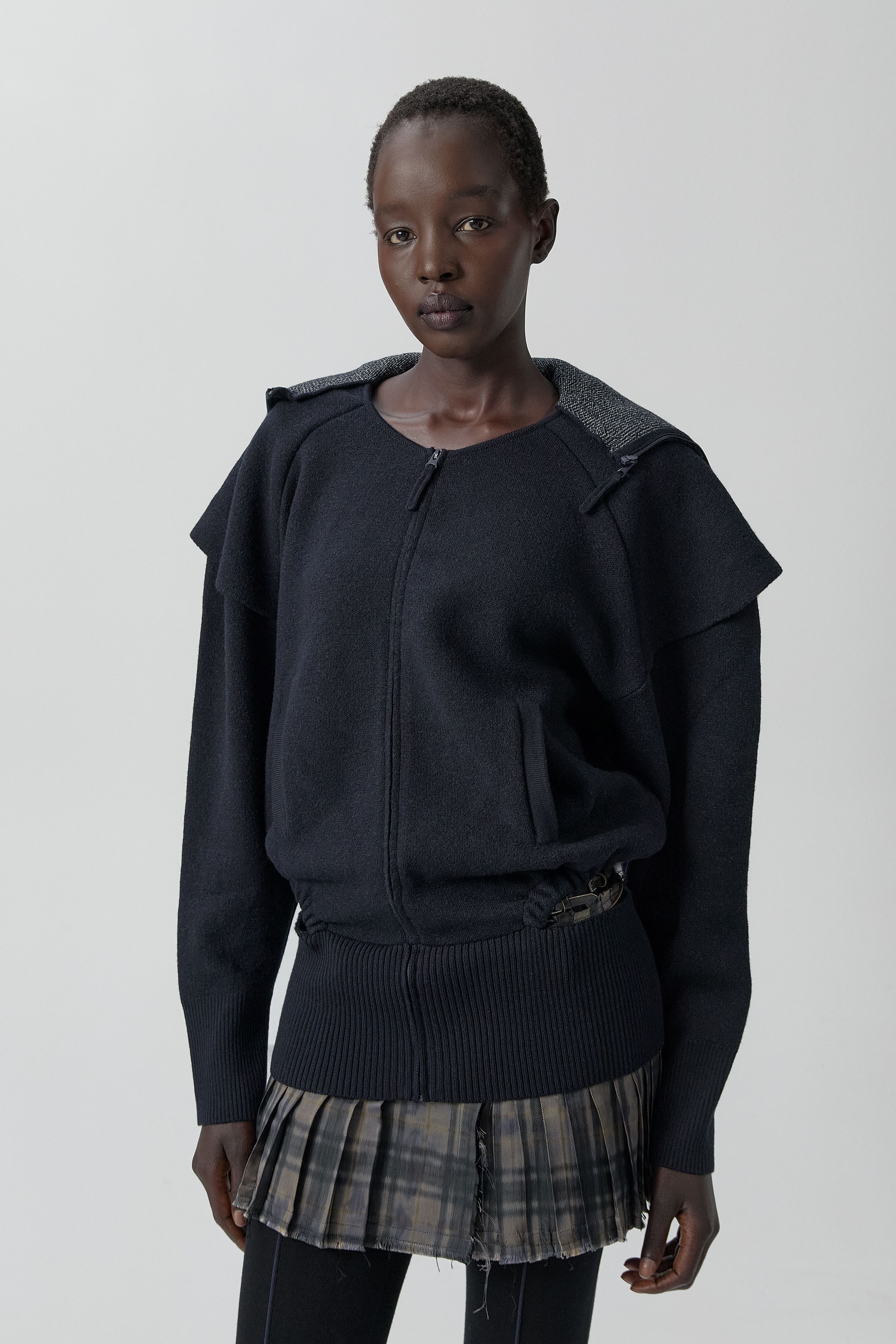 Levine Shoulder Pads - Navy Merino Knit | Miista
