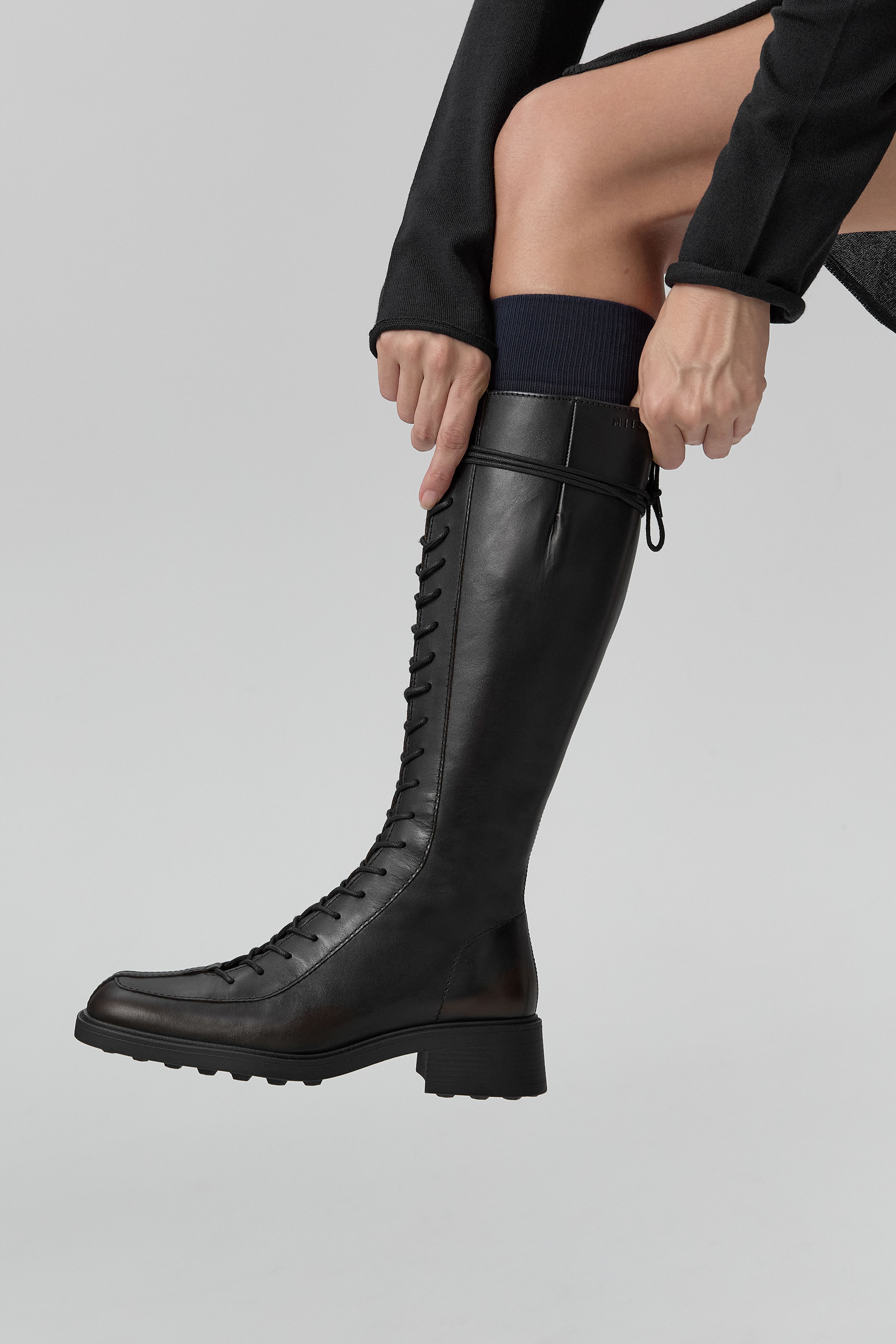 Sabryna Boots - Brown Grey Brush Off Leather | Miista | Designed & Handmade in Europe