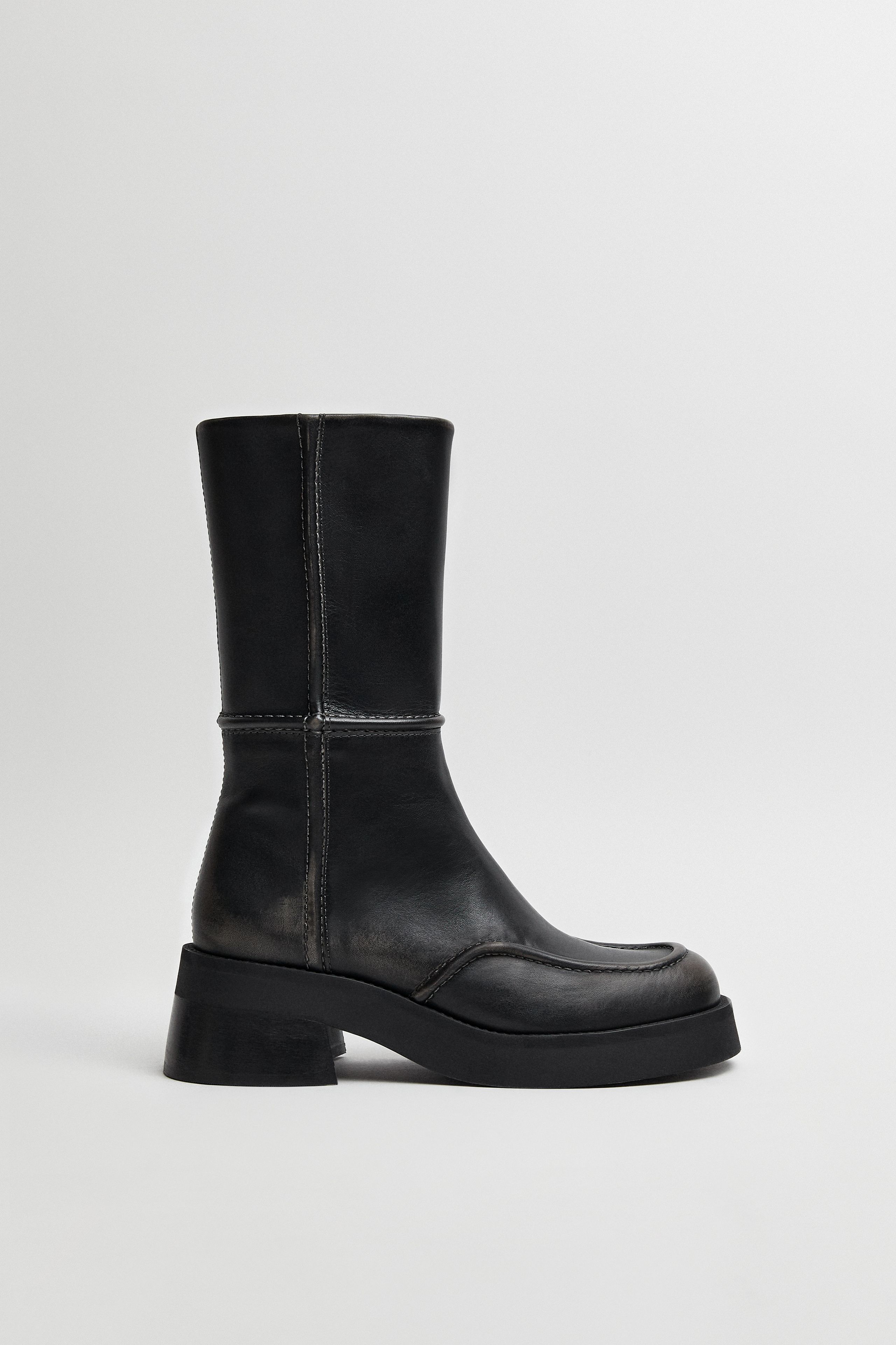 Inne Boots Grey Brush Off Leather Miista