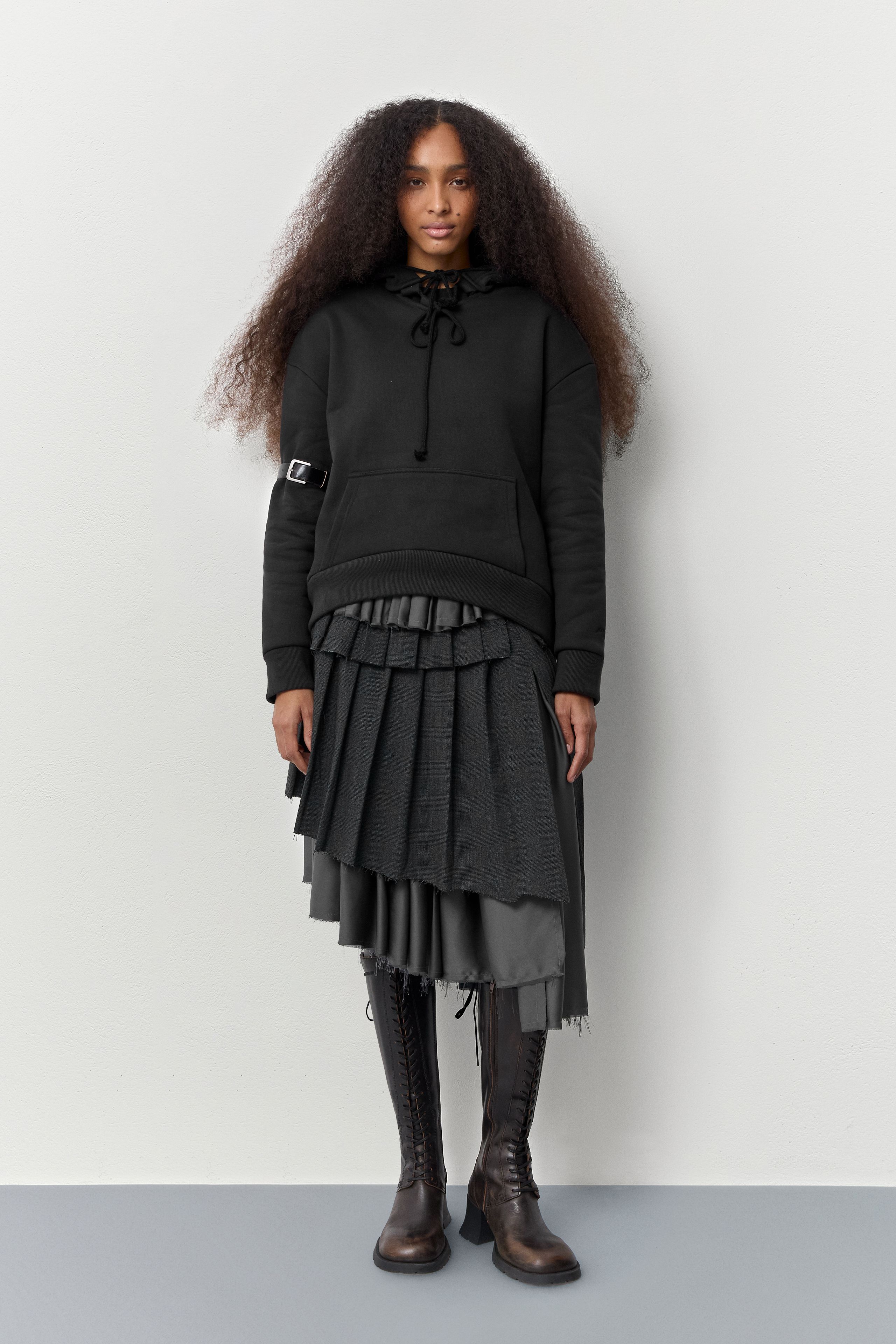 Magde Skirt - Grey Check Wool Blend | Miista