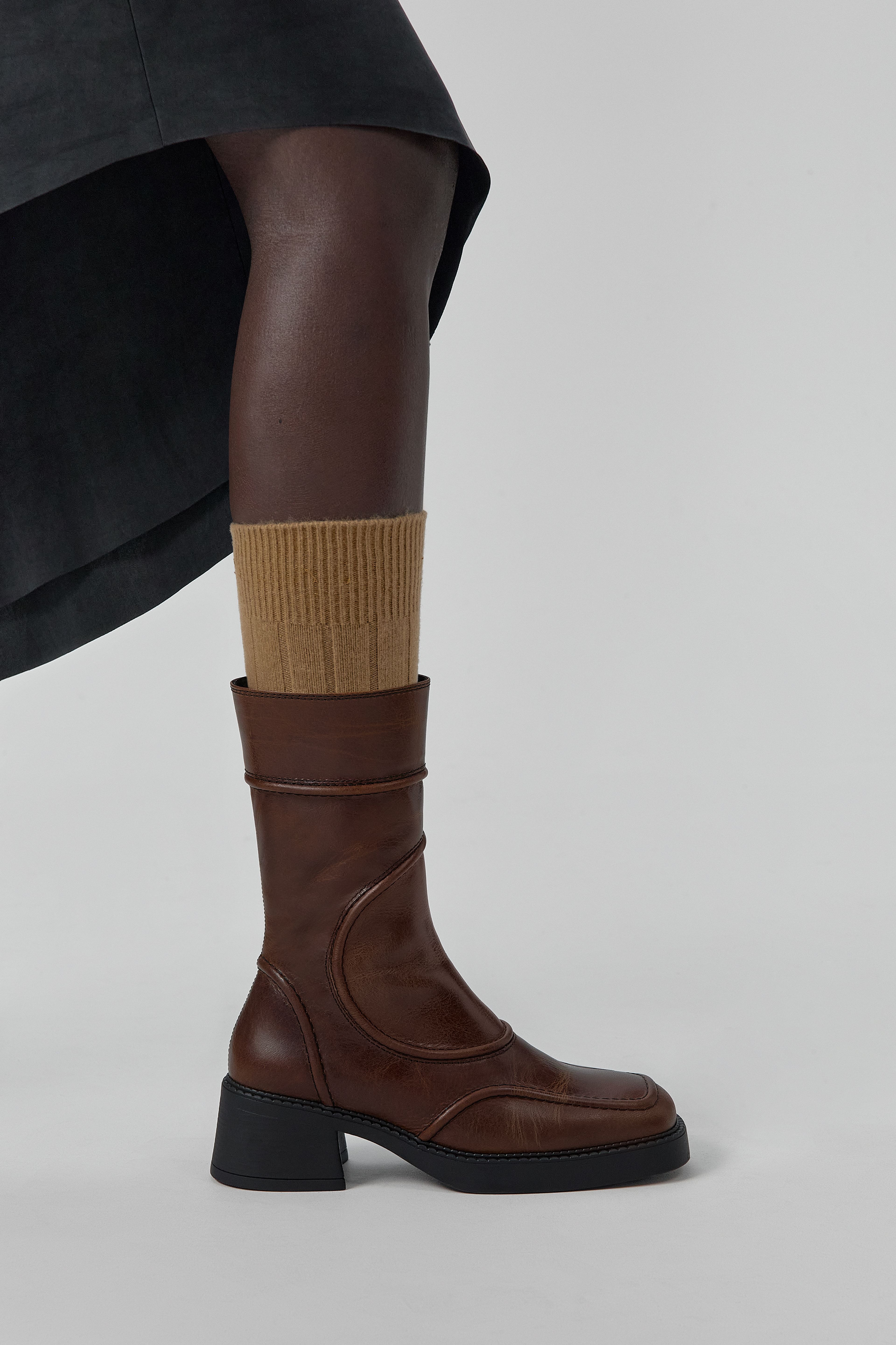 Malene Boots - Tan Leather Black Stitching | Miista | Designed & Handmade in Europe