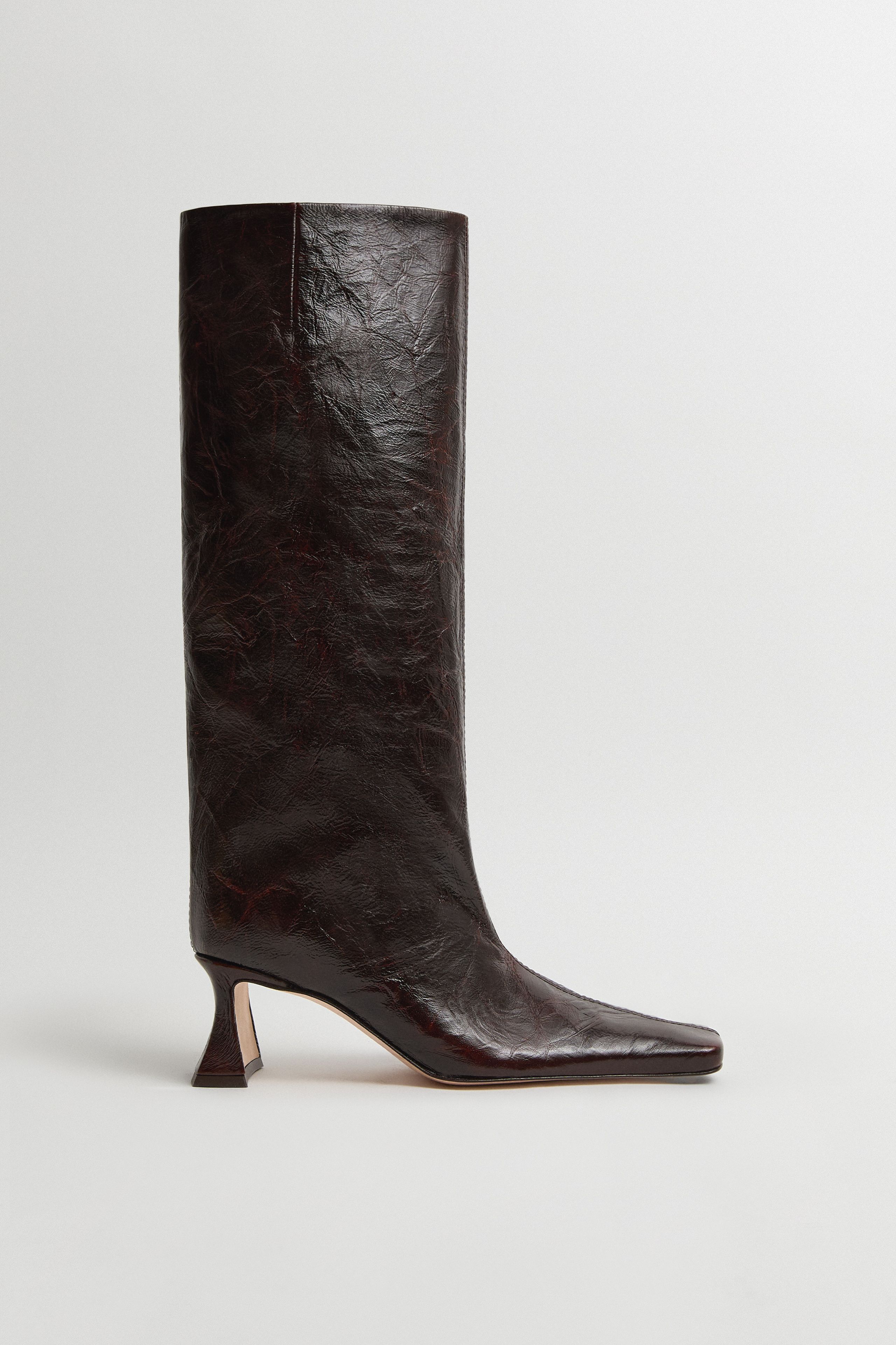 Bluma Boots - Brown Crinkle Leather | Miista | Designed & Handmade in Europe