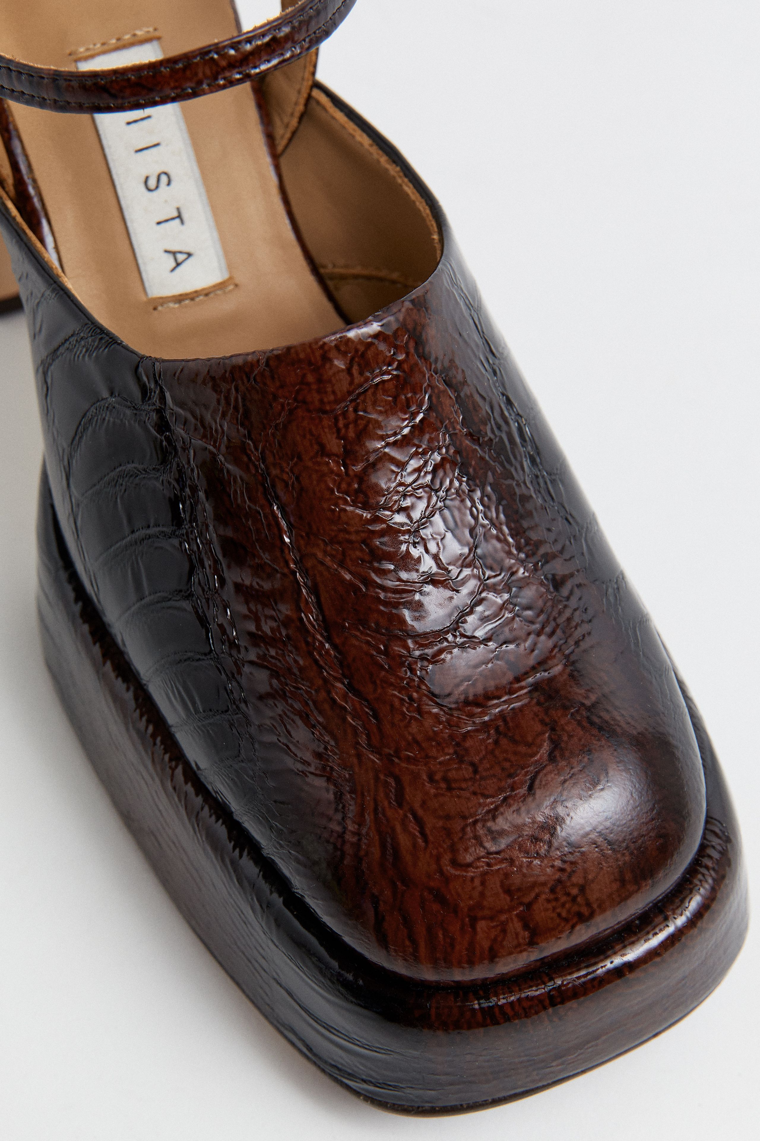 Ceri Court - Brown Embossed Snake Leather | Miista