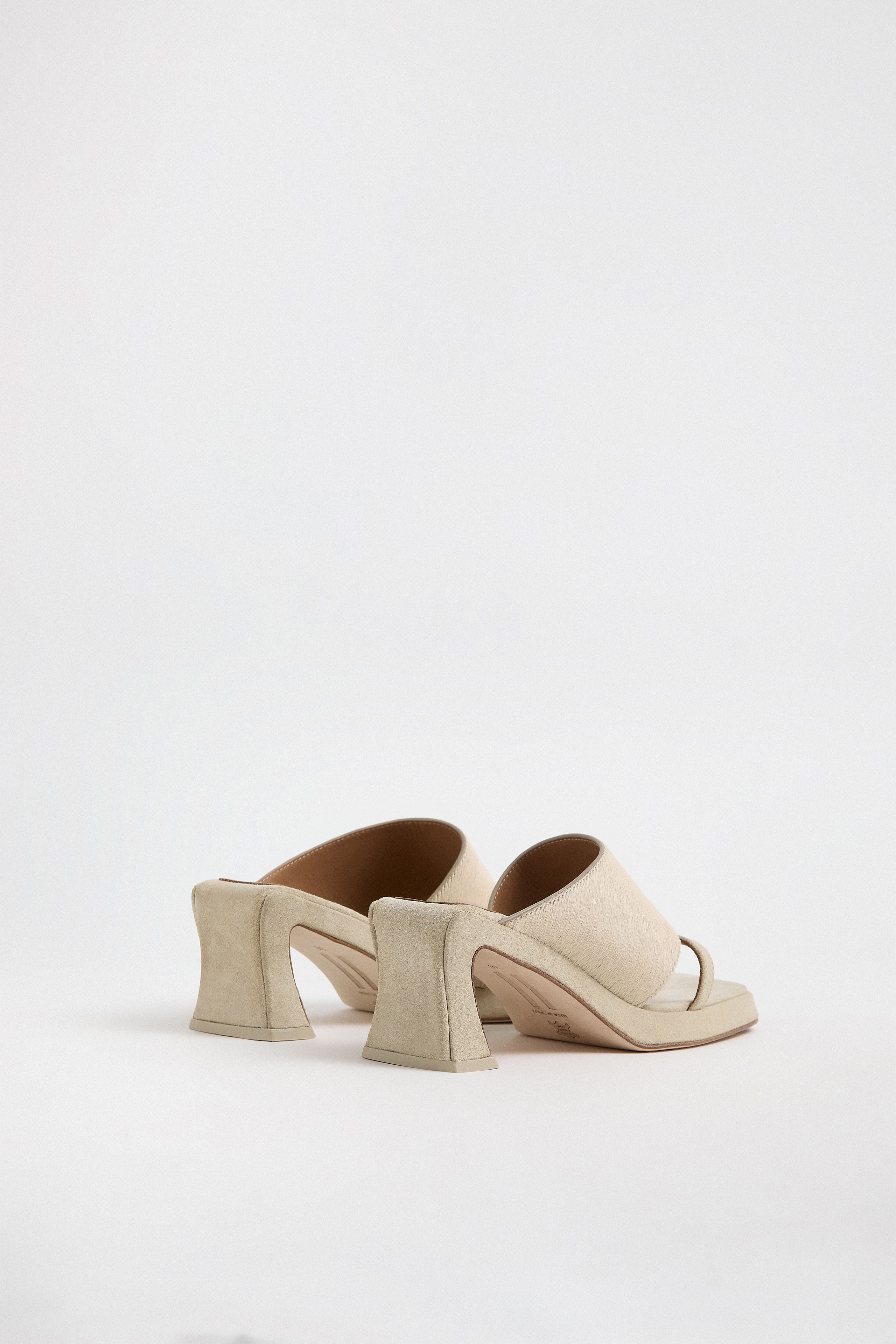 Trisha Sandals - Ecru Ponyhair Leather | Miista