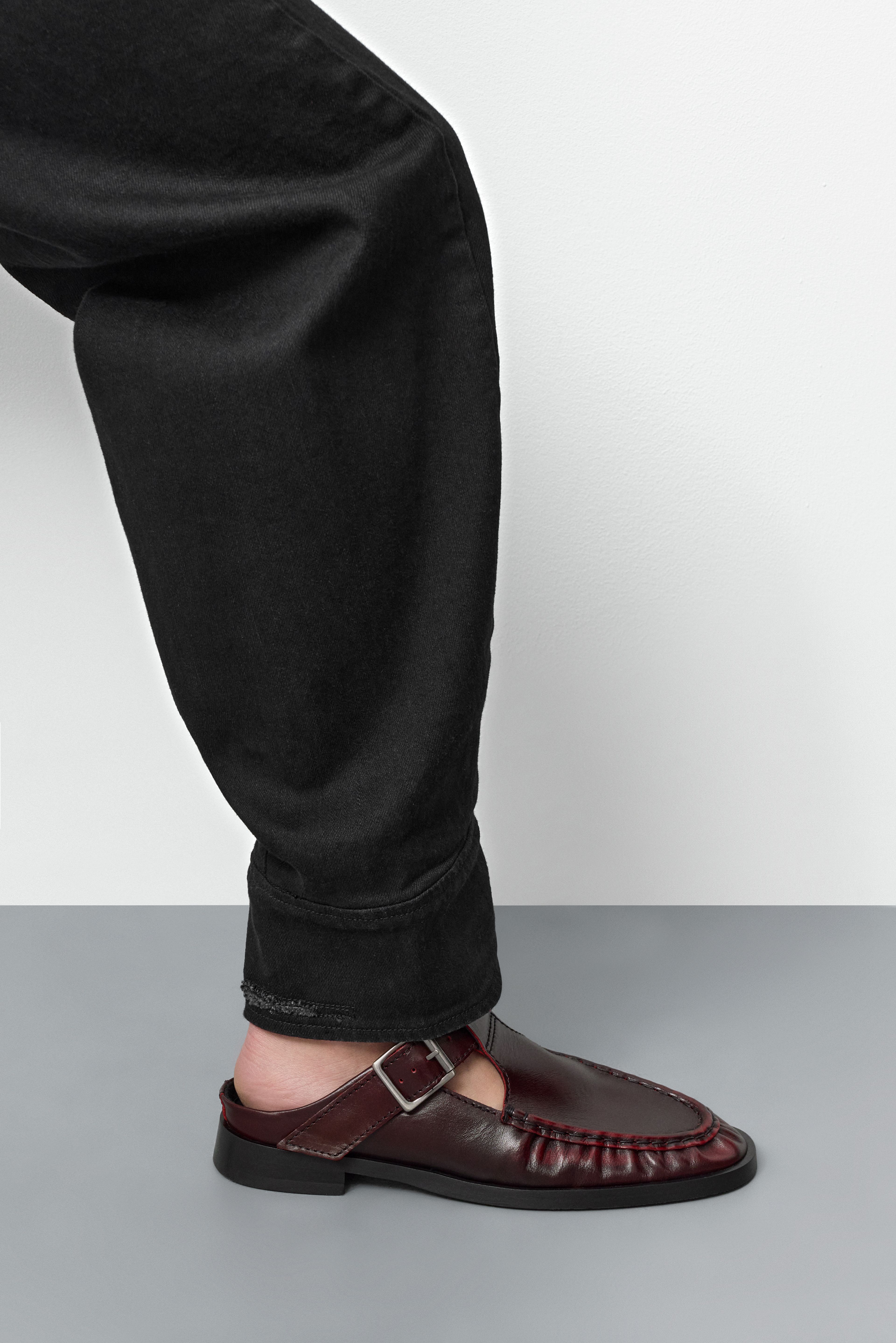 Gianna Brushed Red Buckled Mules