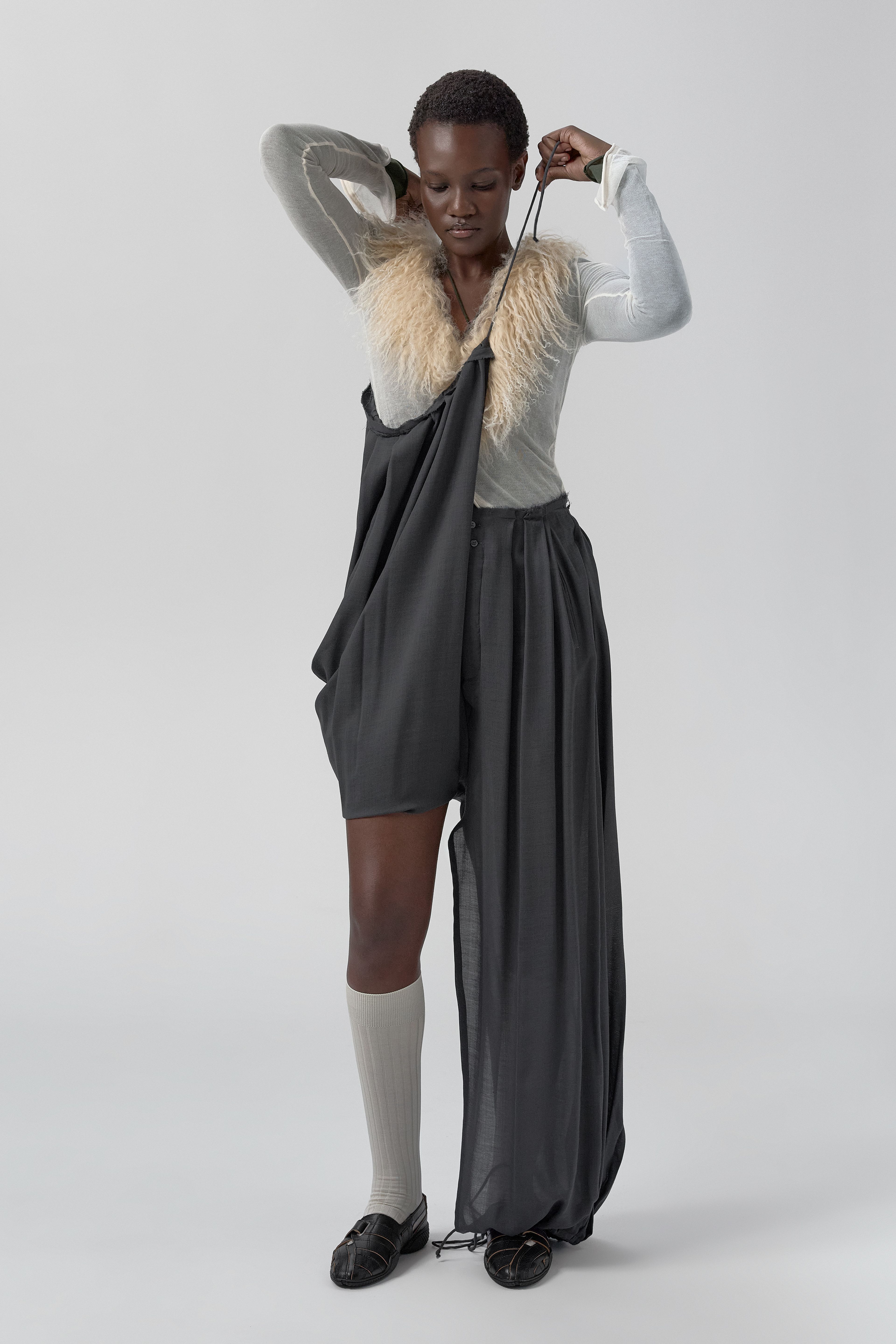 Kara Trousers - Grey Pleated Virgin Wool | Miista | Designed & Handmade in Europe