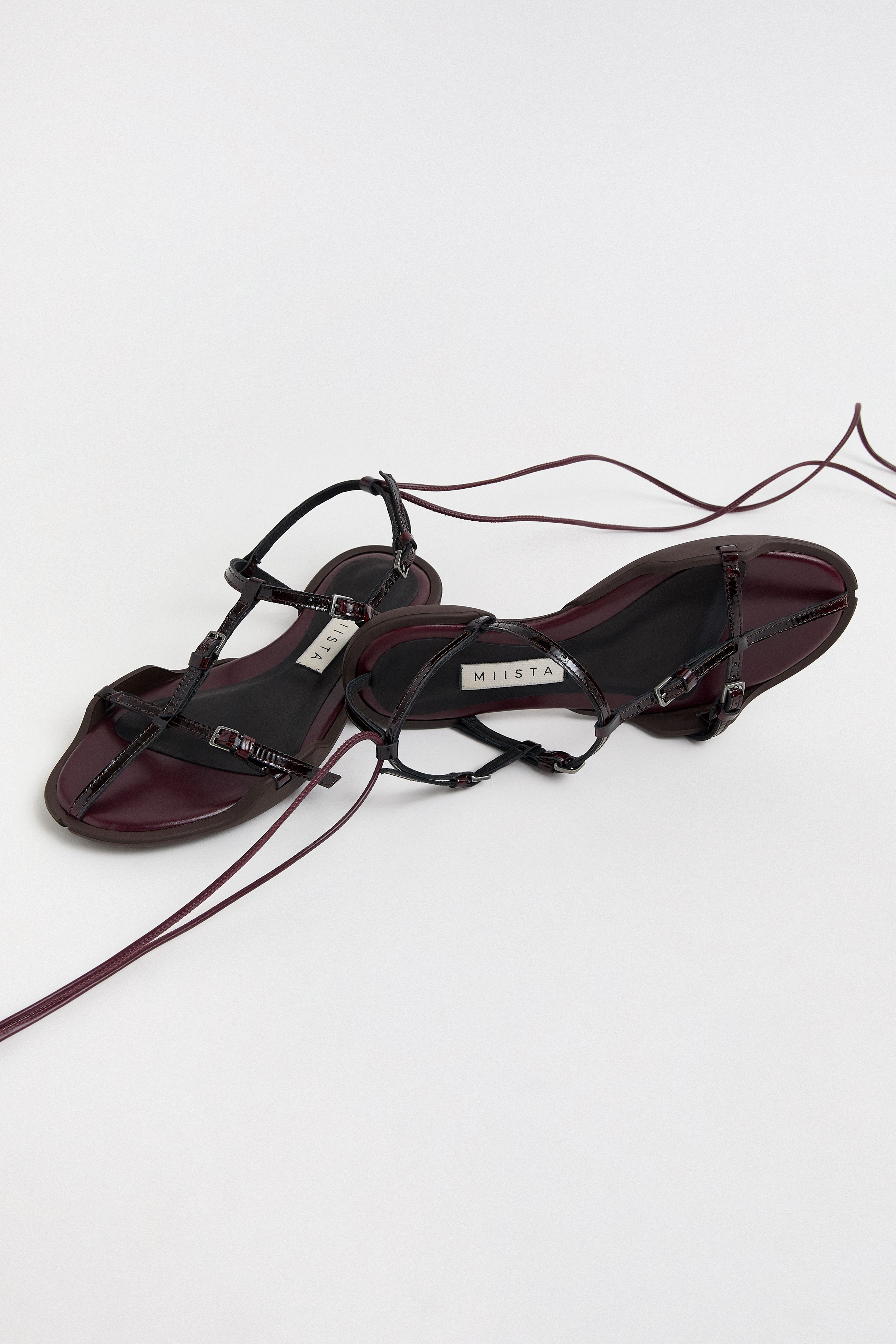 Raeny Burgundy Lace Up Sandals | Miista | Designed & Handmade in Europe