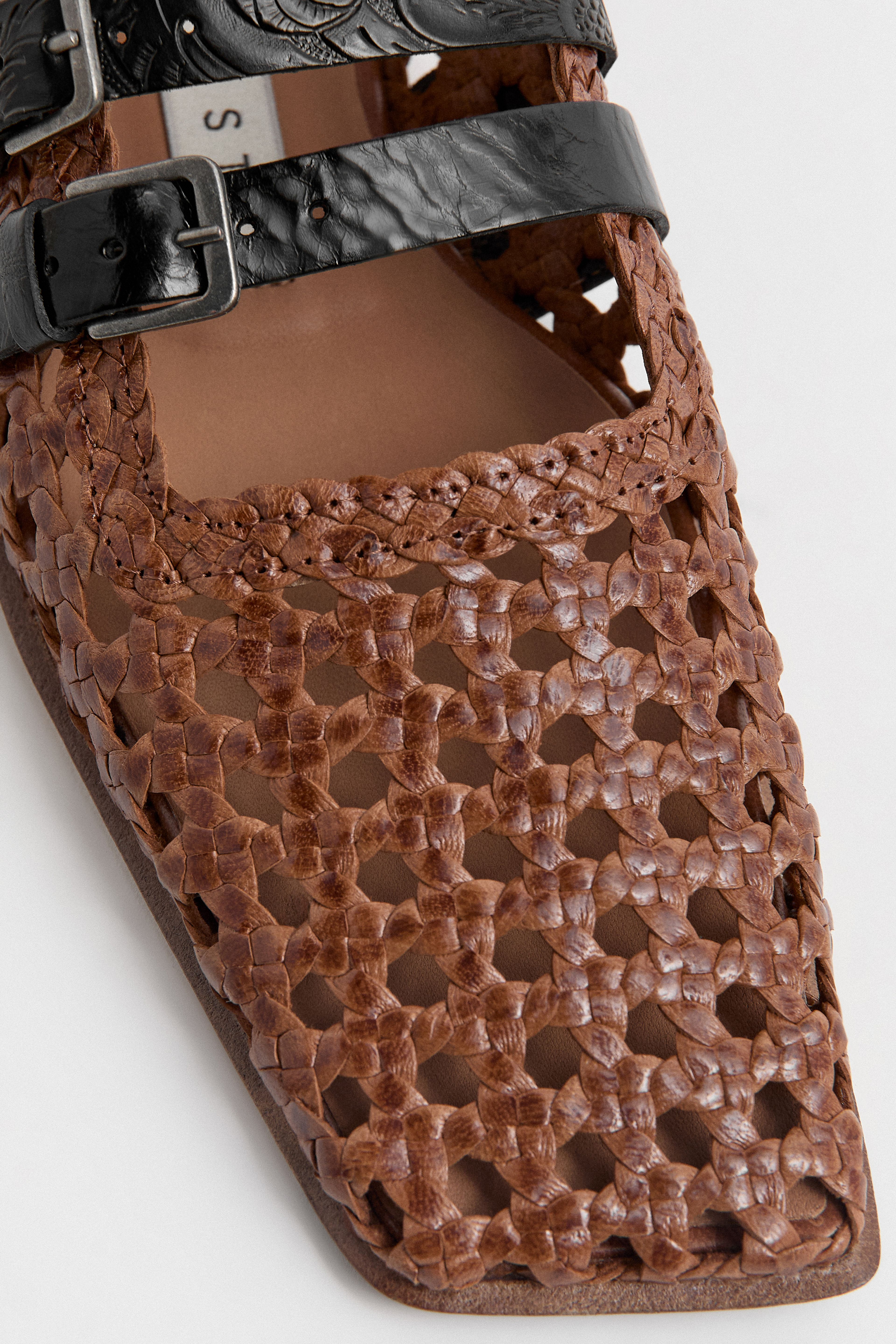 Kiran Brown Woven Leather Strappy Ballerinas | Miista | Designed & Handmade in Europe