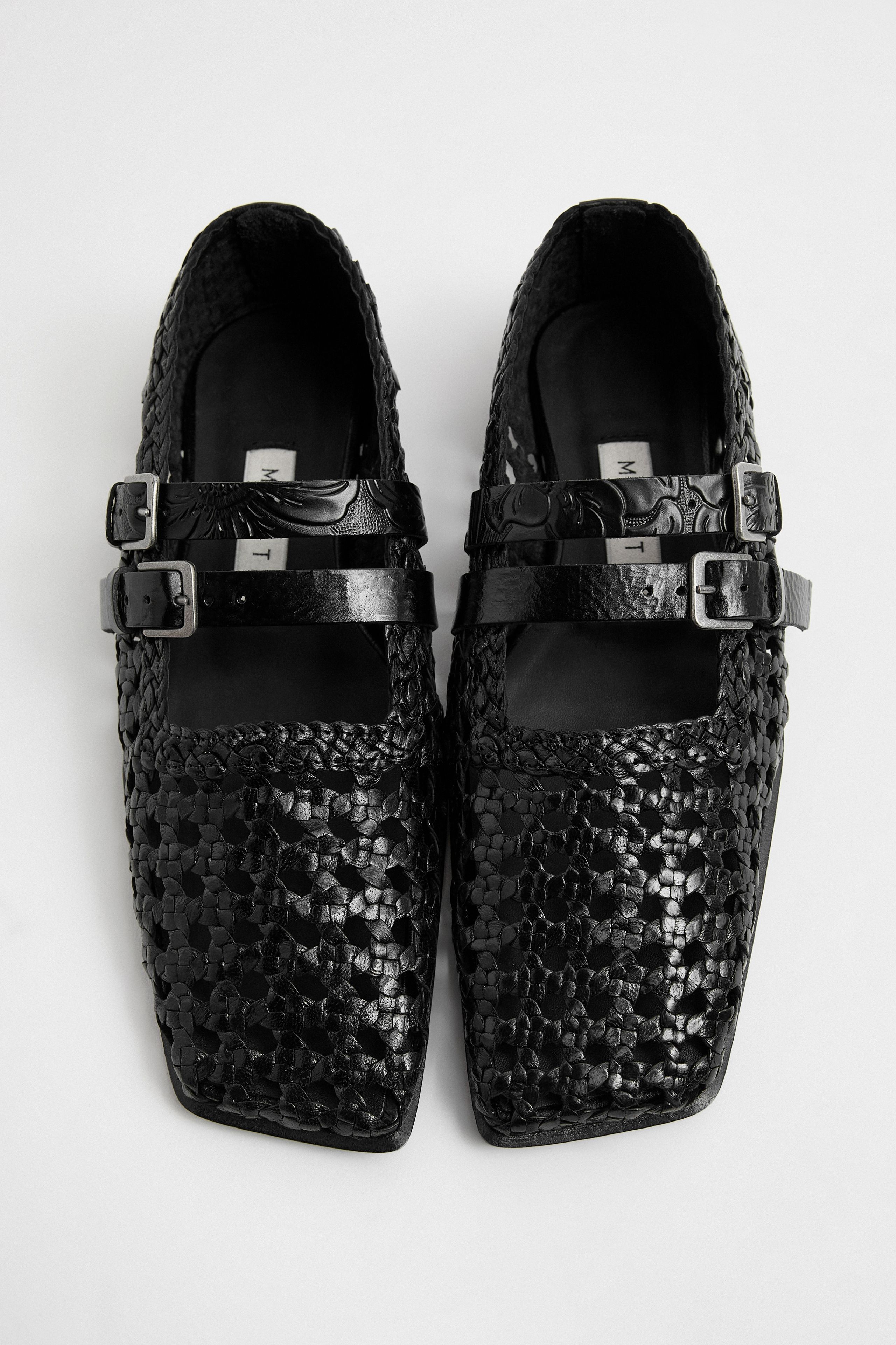 Kiran Black Woven Leather Strappy Ballerinas | Miista | Designed & Handmade in Europe